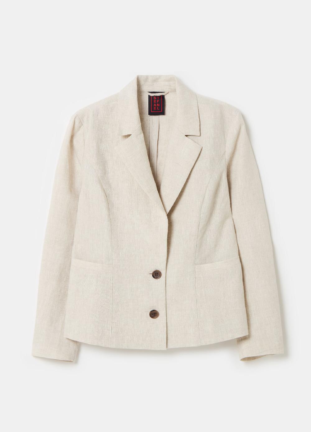 Stefanel Blazer Regular Fit Monopetto In Lino