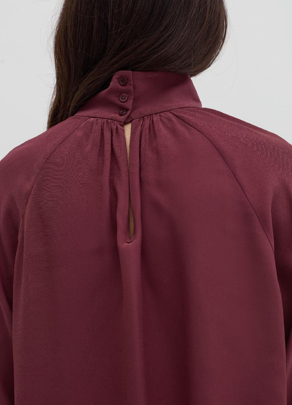 Stefanel Blusa A Collo Alto In Viscosa E Seta