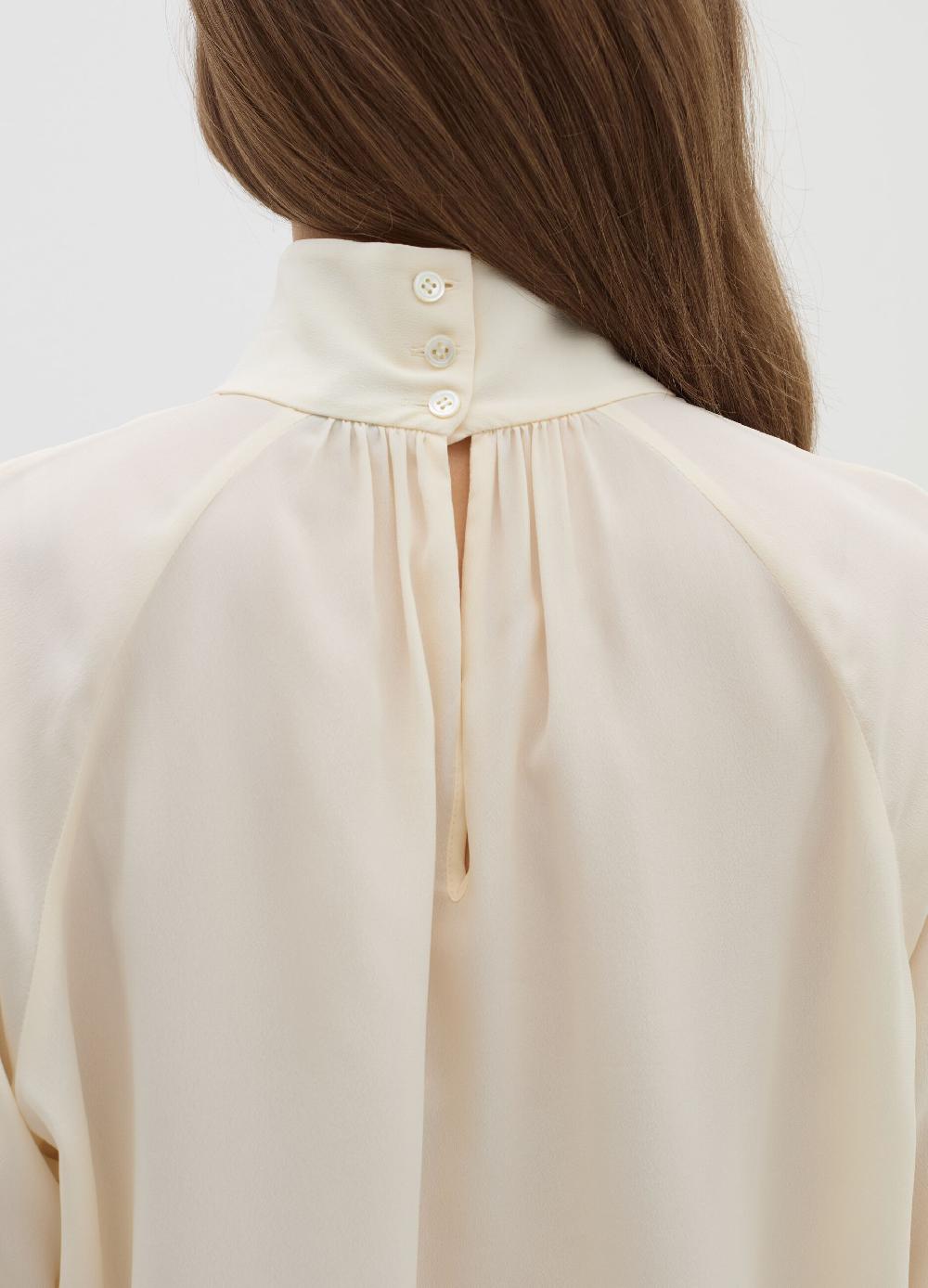 Stefanel Blusa A Collo Alto In Viscosa E Seta