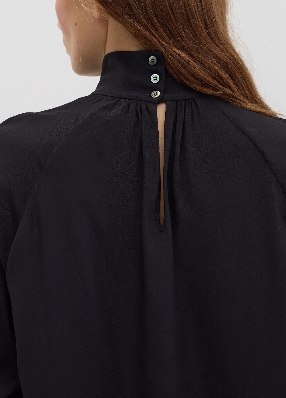 Stefanel Blusa A Collo Alto In Viscosa E Seta