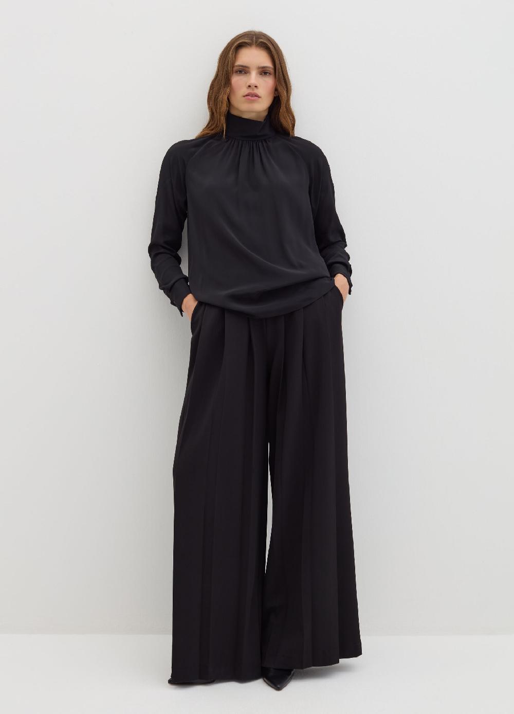 Stefanel Blusa a collo alto in viscosa e seta