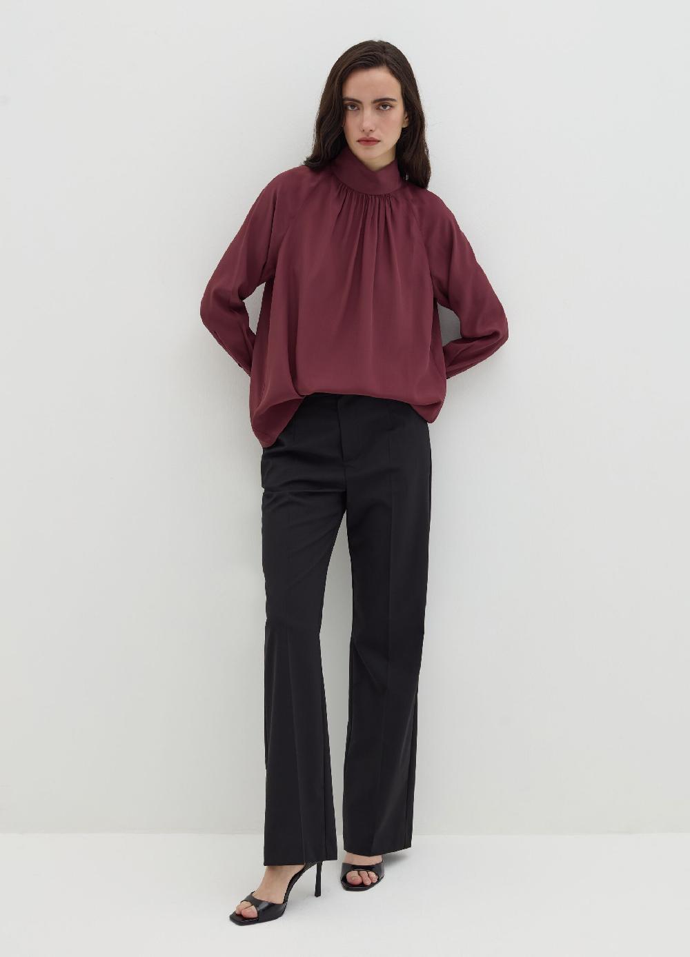 Stefanel Blusa a collo alto in viscosa e seta