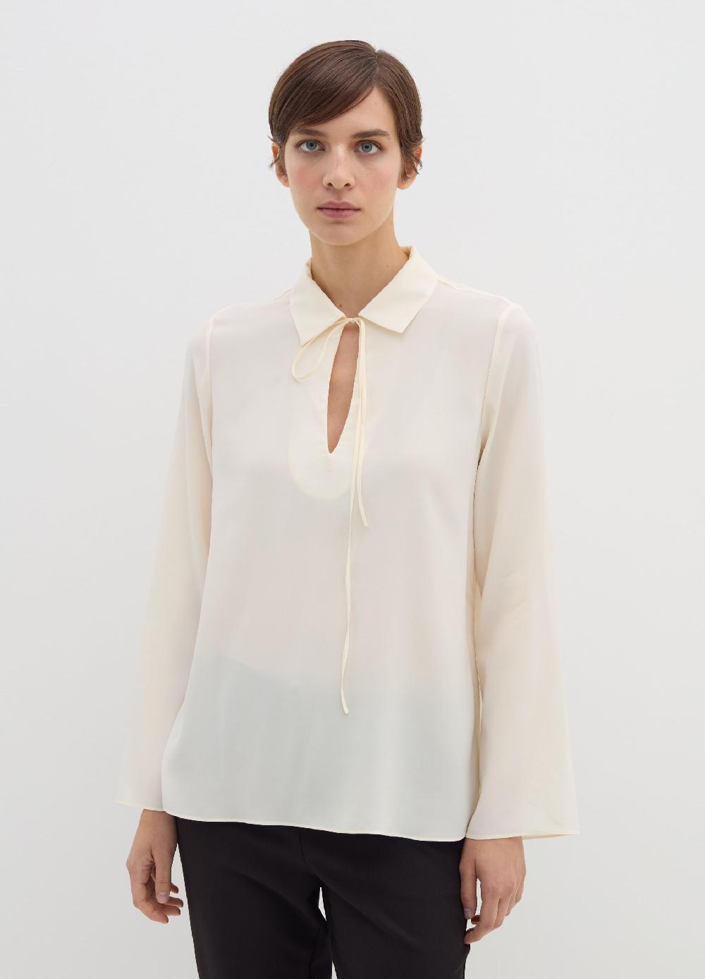 Stefanel Blusa In Crêpe De Chine Con Scollo A Polo