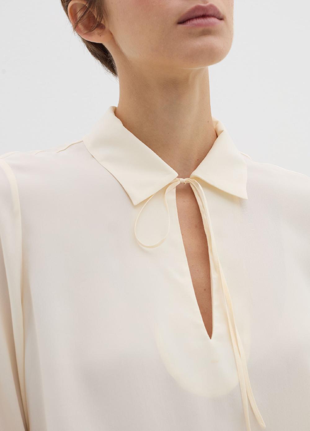 Stefanel Blusa In Crêpe De Chine Con Scollo A Polo