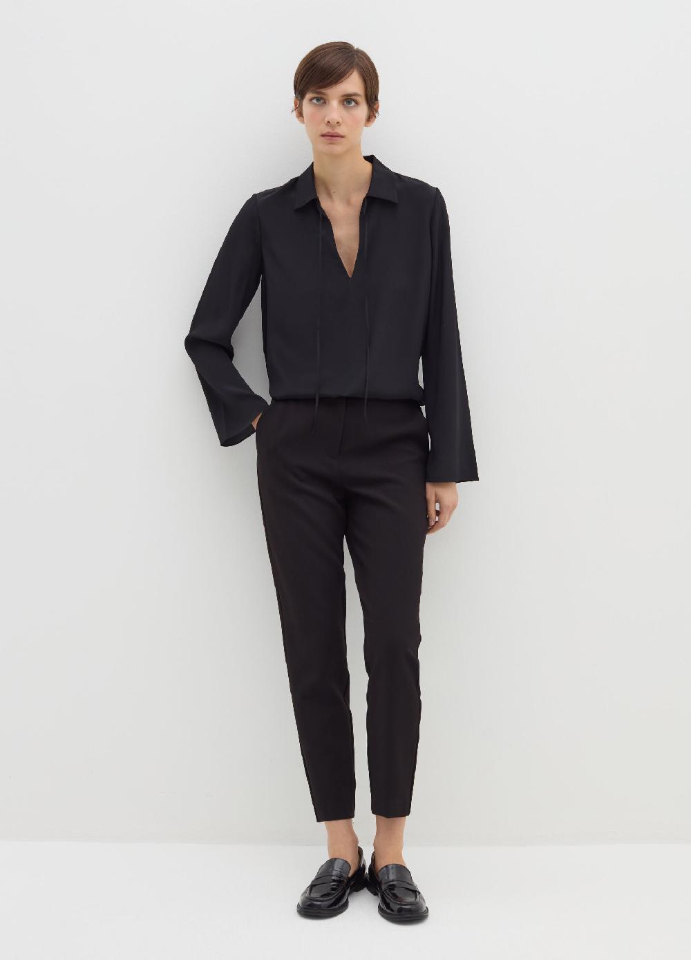 Stefanel Blusa in crêpe de chine con scollo a polo