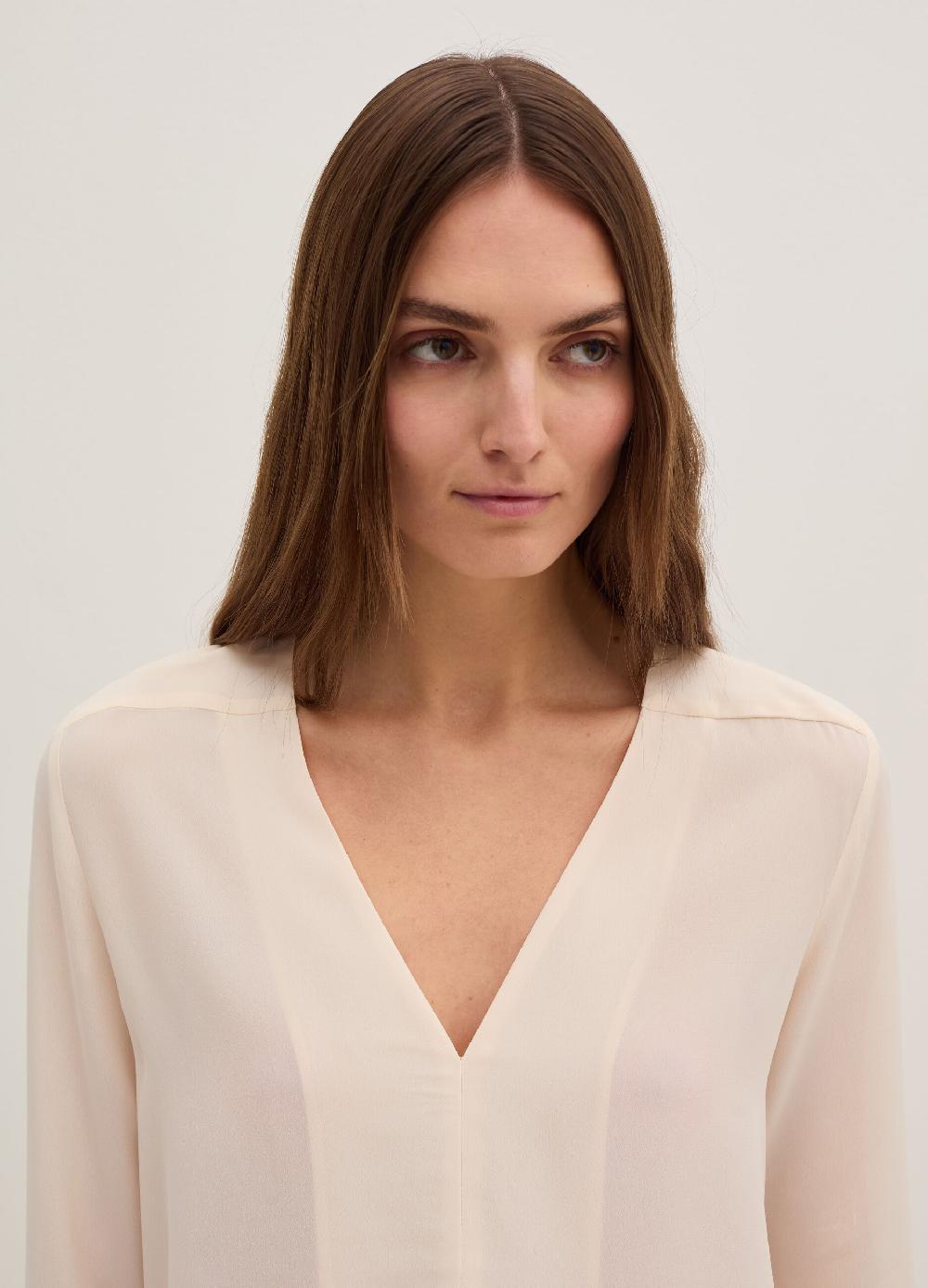 Stefanel Blusa In Crêpe De Chine Con Scollo A V