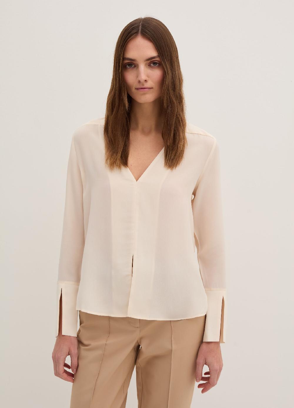 Stefanel Blusa in crêpe de chine con scollo a V