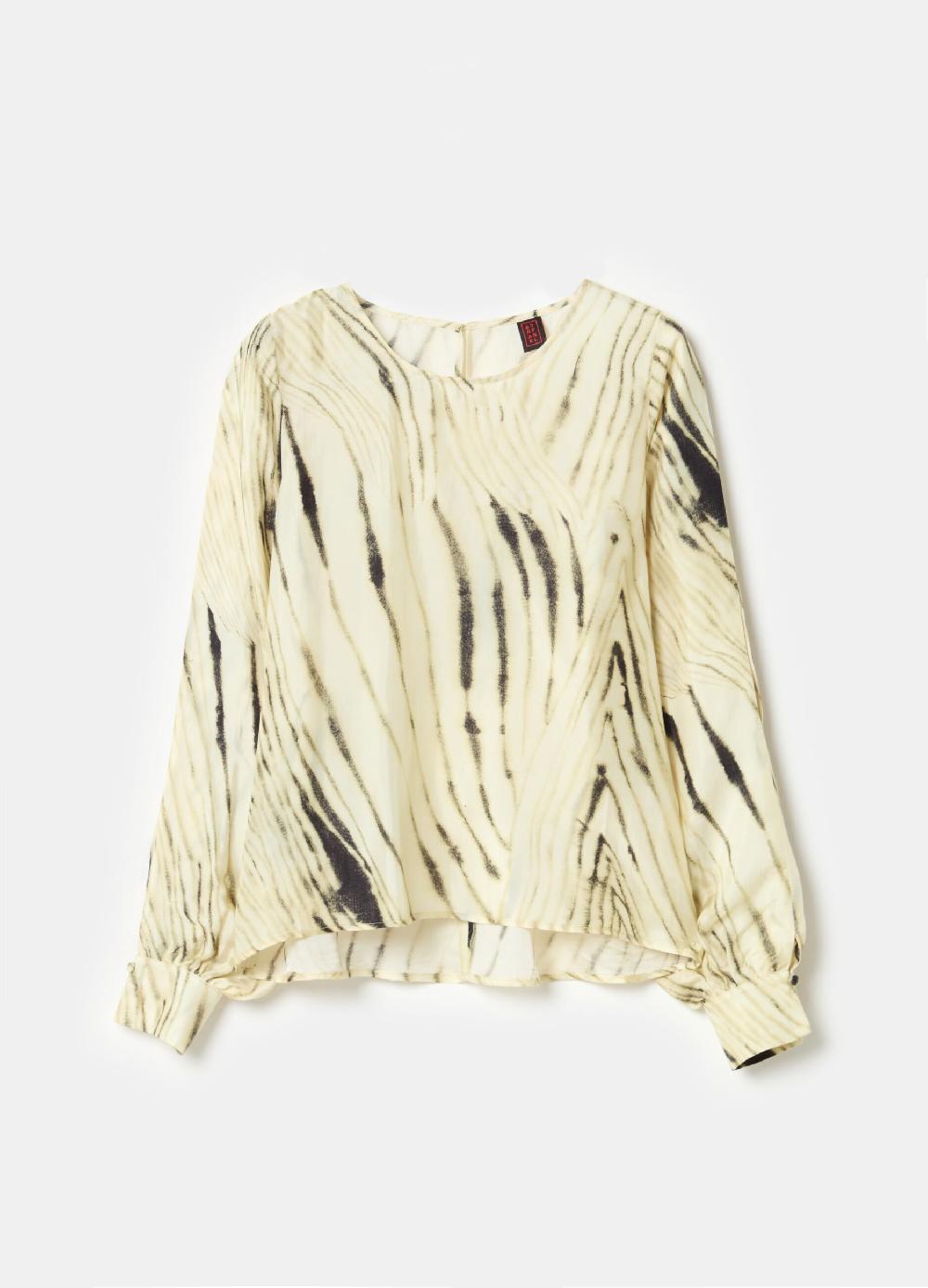 Stefanel Blusa In Cupro E Viscosa Habotai Stampata