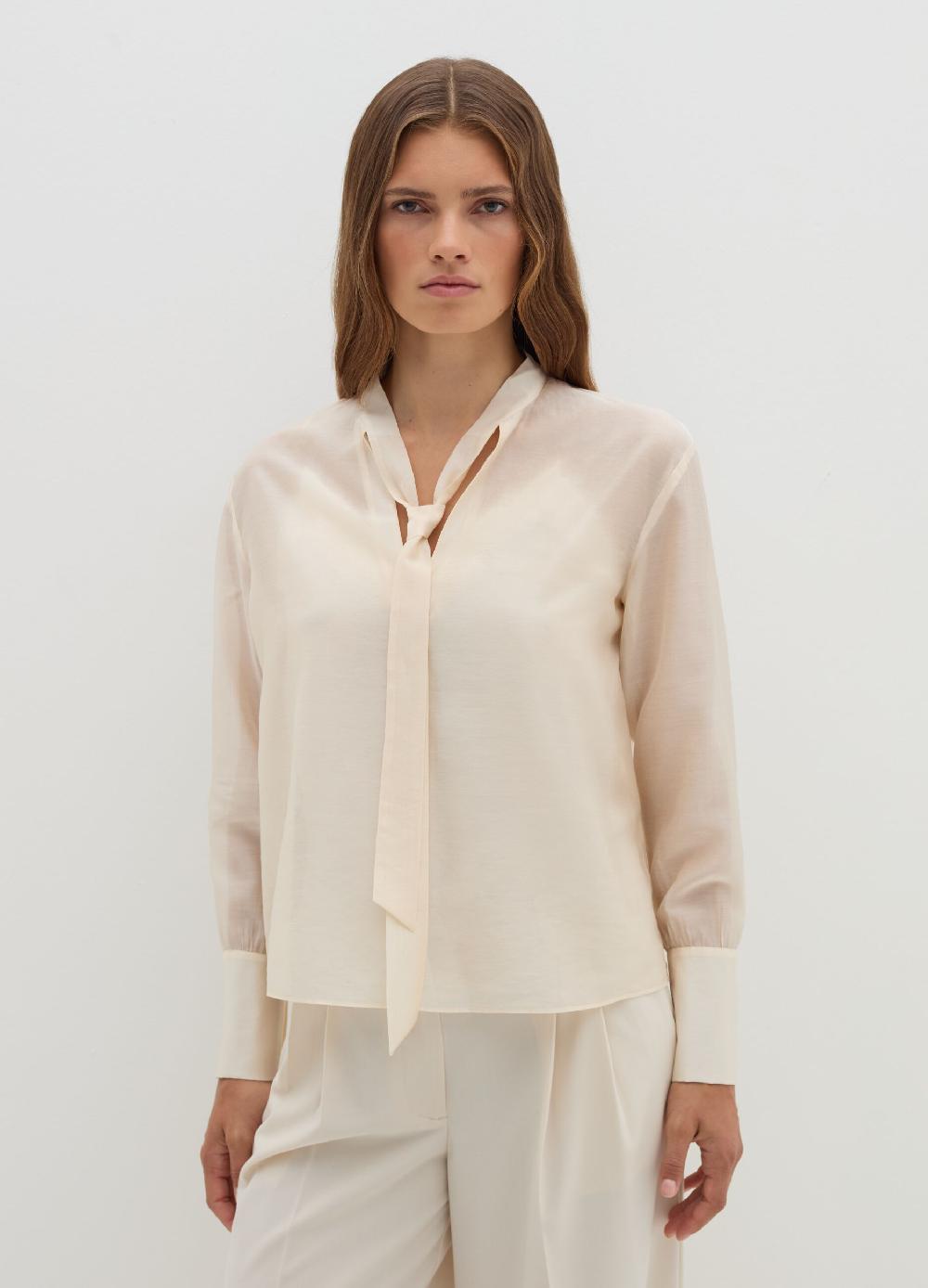 Stefanel Blusa In Tencel Muslin Con Fiocco