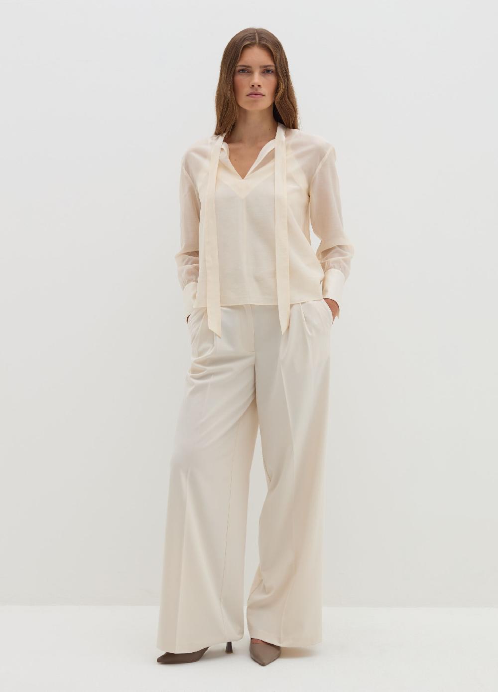 Stefanel Blusa in Tencel muslin con fiocco