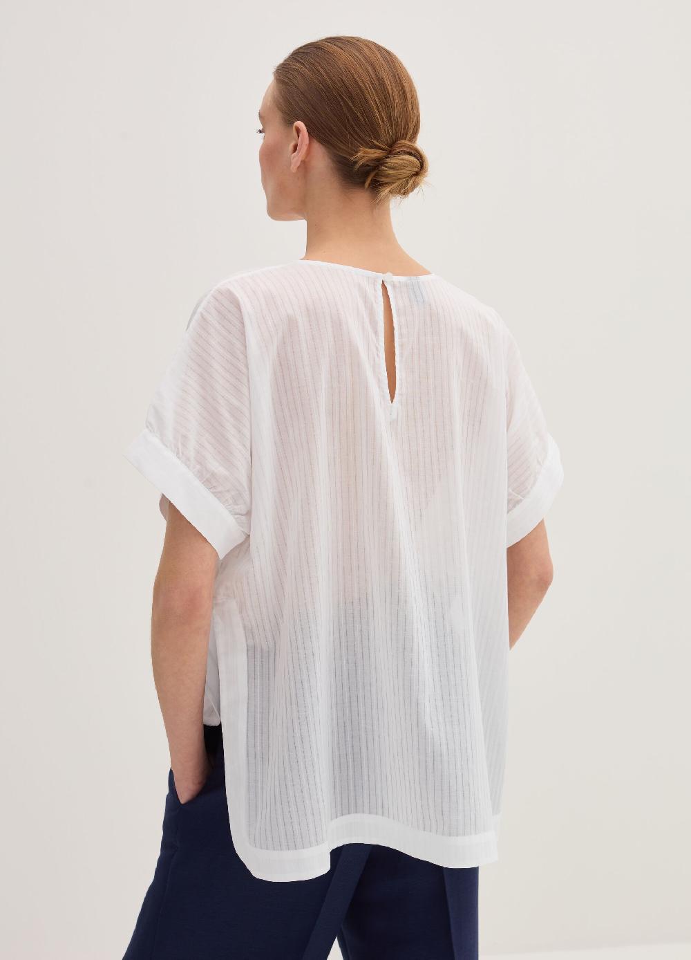 Stefanel Blusa In Voille Di Cotone Dobby A Righe