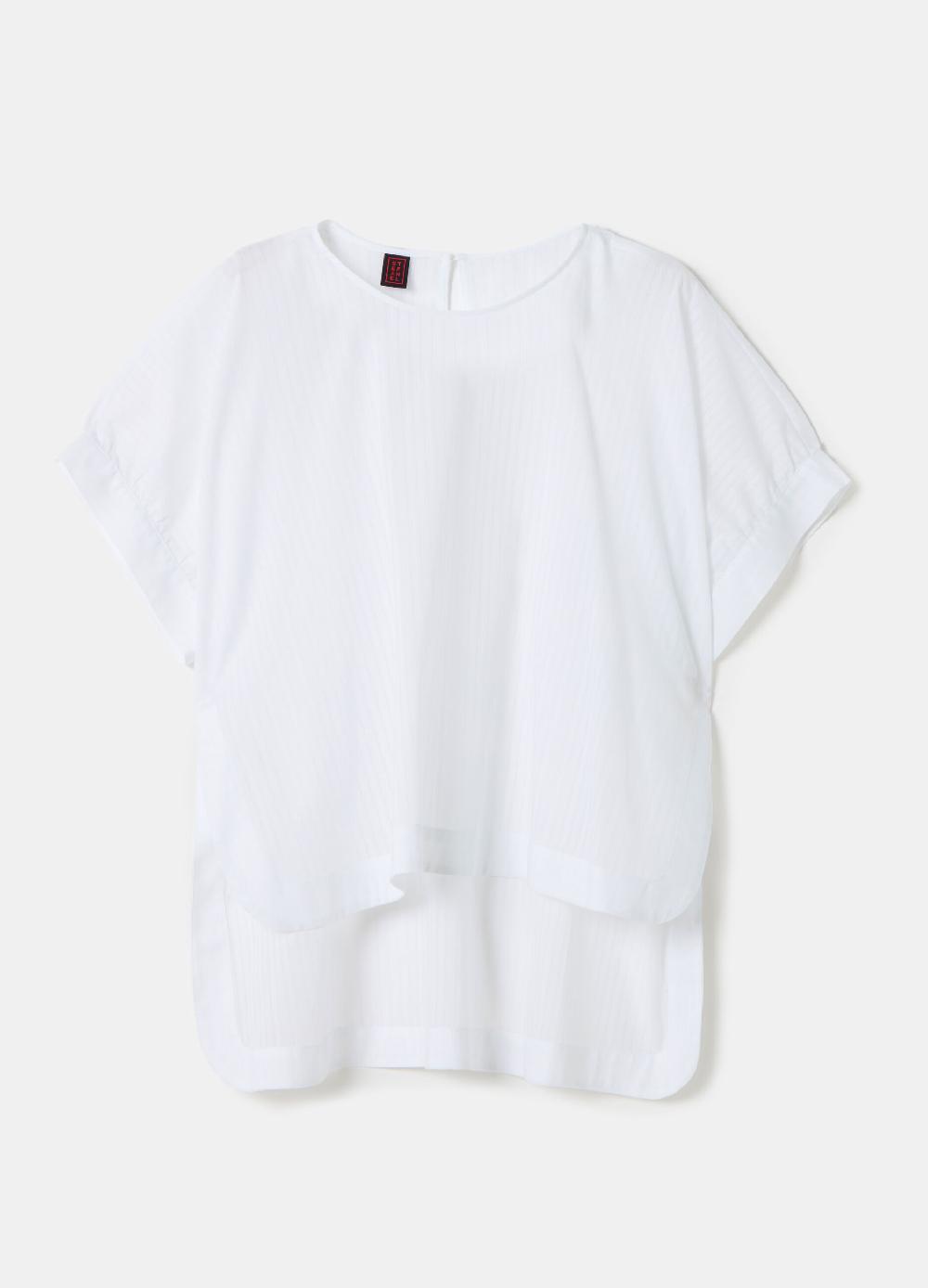 Stefanel Blusa In Voille Di Cotone Dobby A Righe