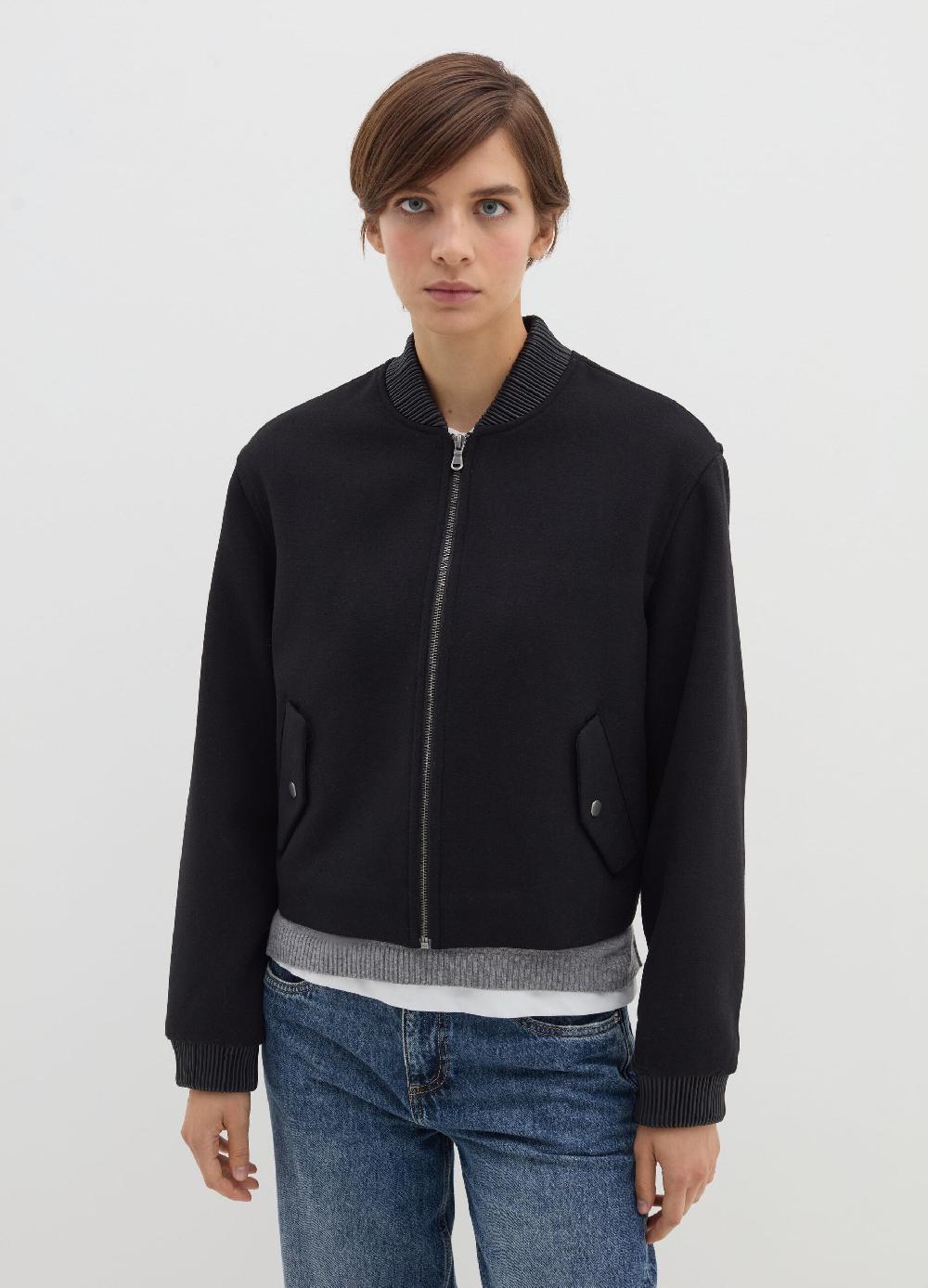Stefanel Bomber Full-zip In Tweed