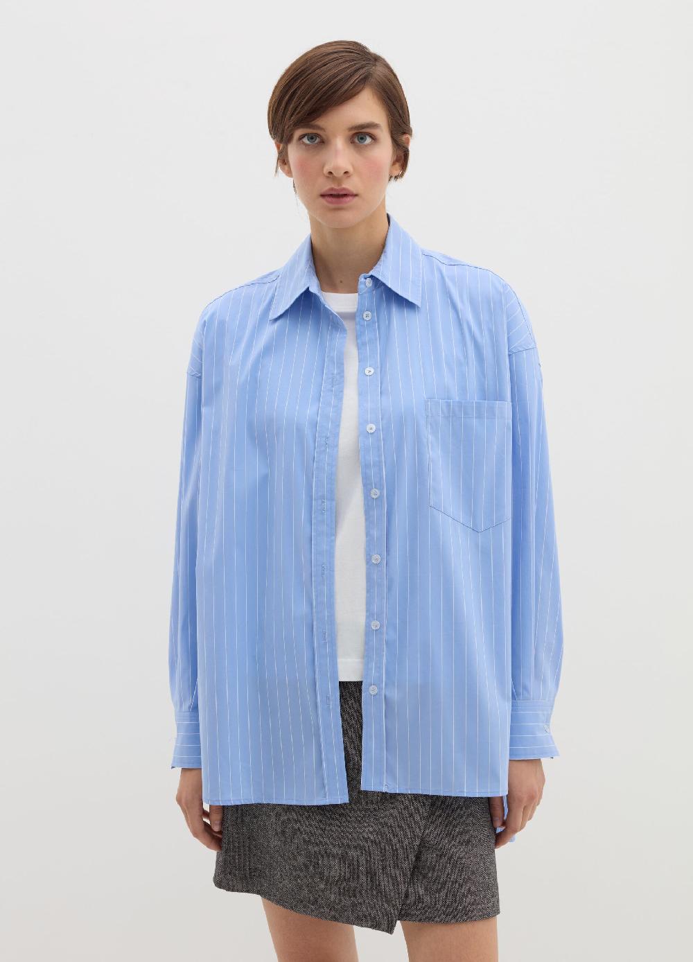 Stefanel Camicia Gessata Oversize In Popeline