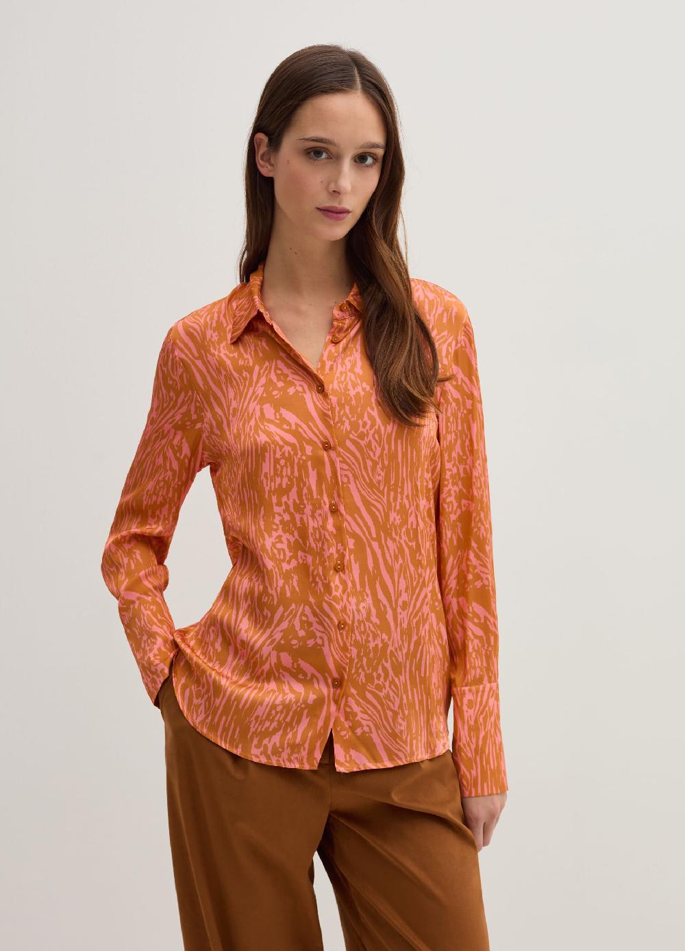 Stefanel Camicia In Satin Con Stampa Moire