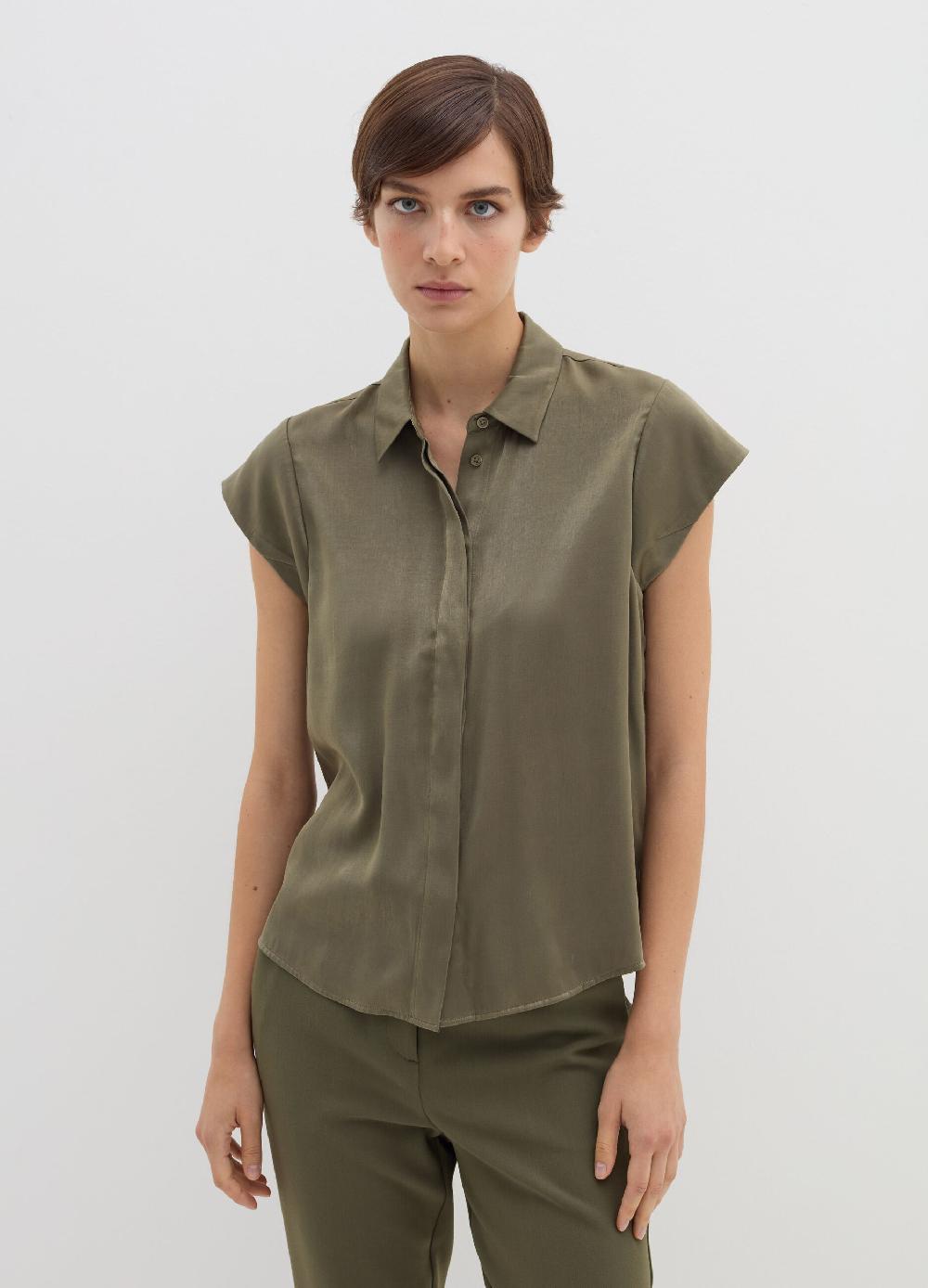 Stefanel Camicia In Viscosa A Maniche Corte