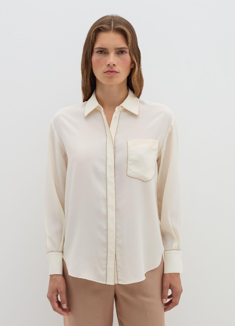 Stefanel Camicia Loose Fit Con Piping A Contrasto