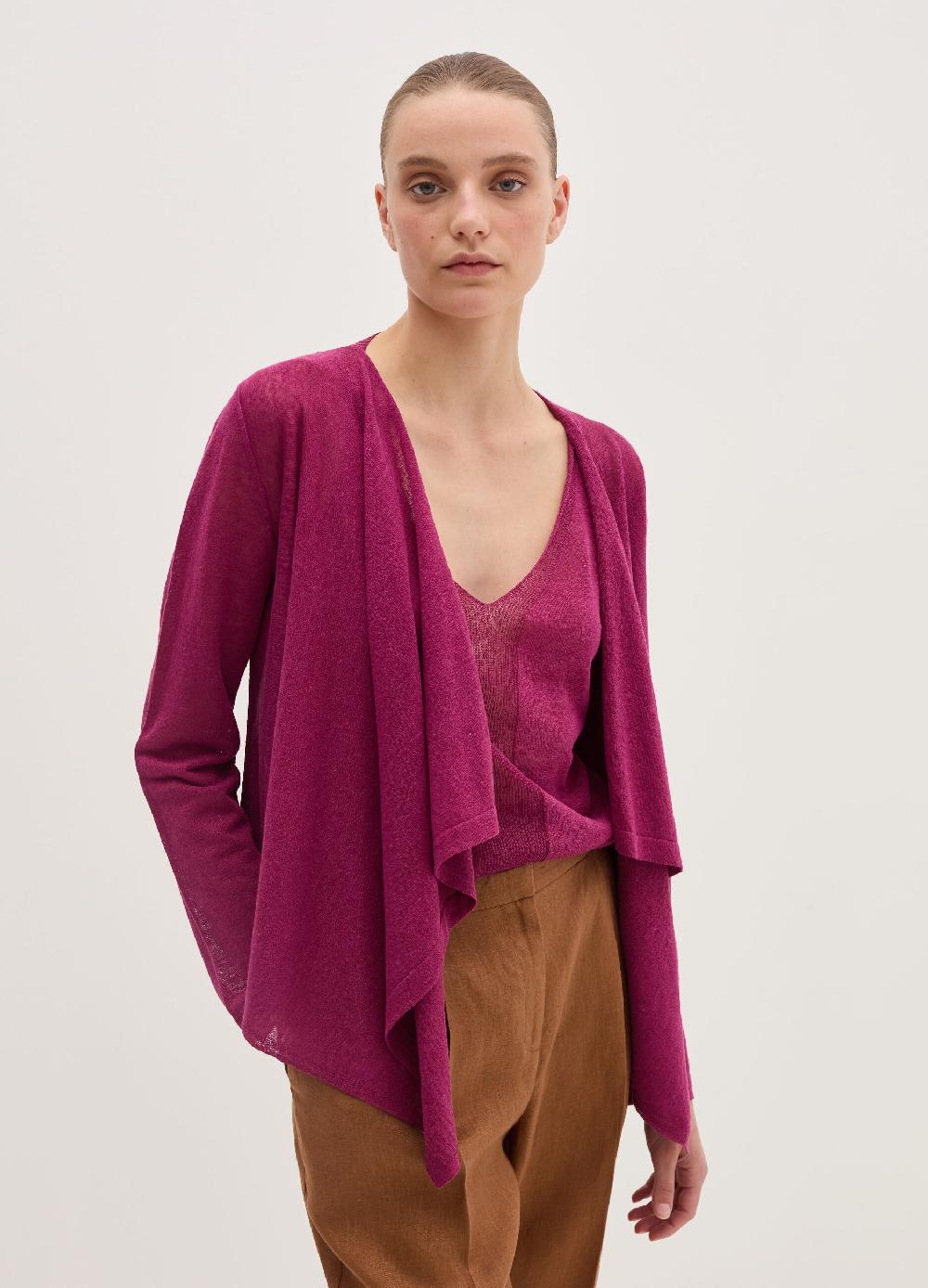 Stefanel Cardigan Aperto In Misto Lino