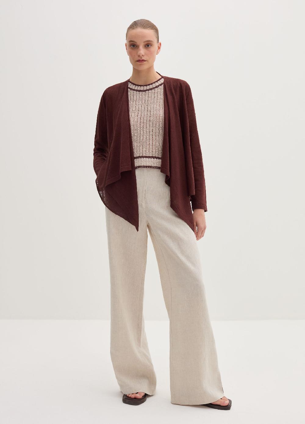 Stefanel Cardigan Aperto In Misto Lino