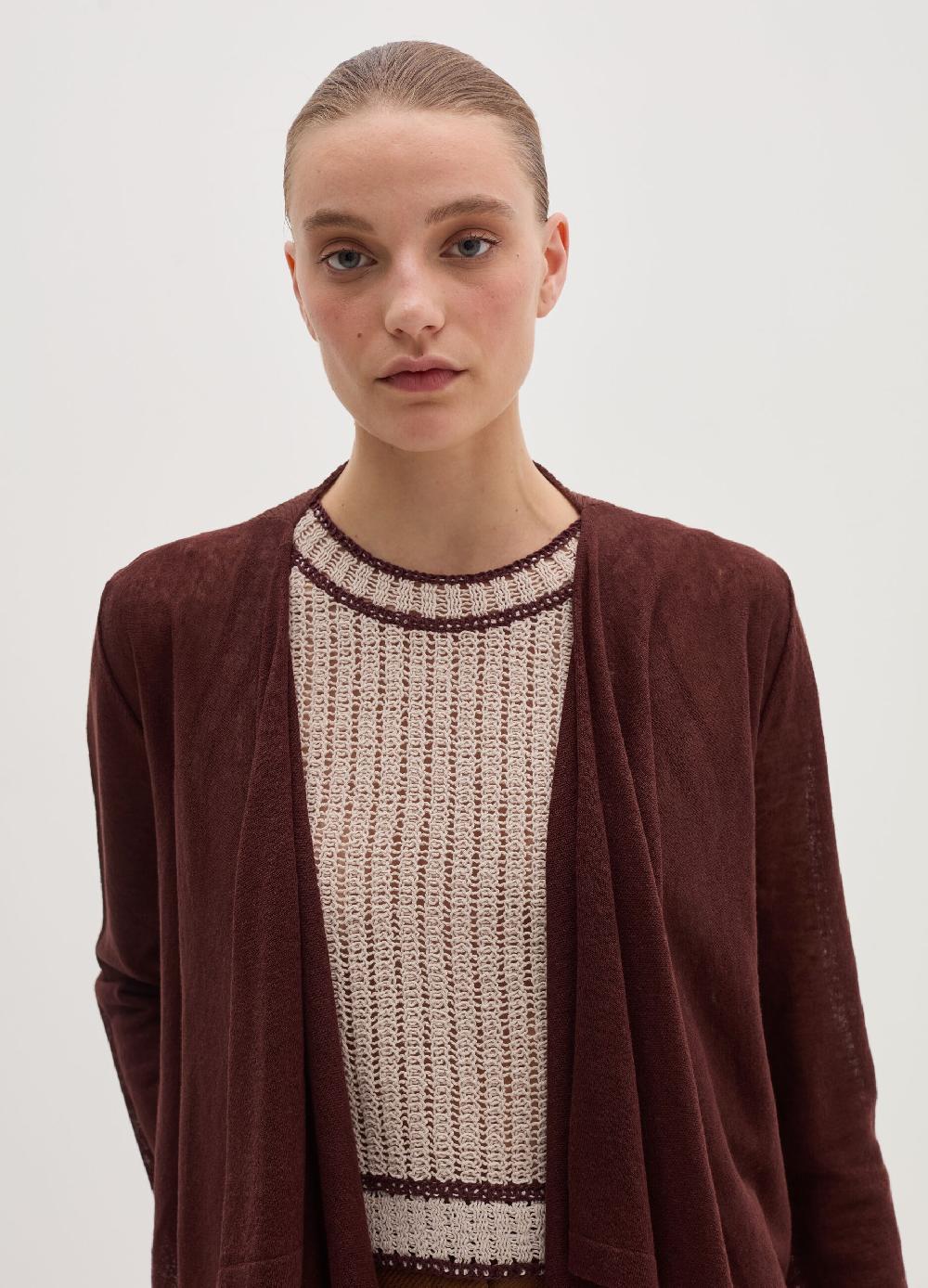 Stefanel Cardigan aperto in misto lino