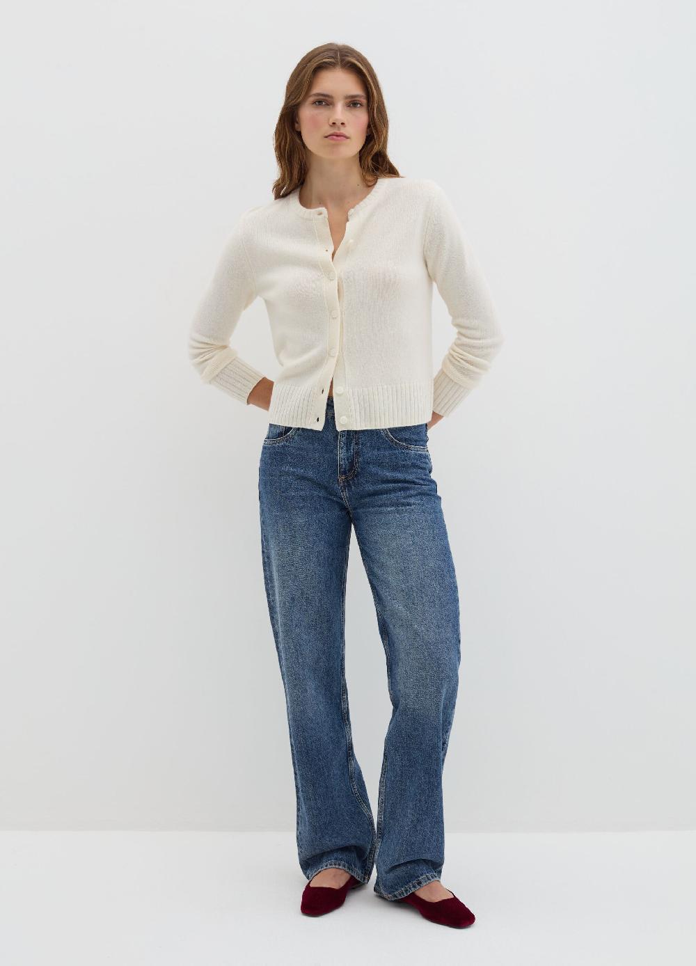 Stefanel Cardigan girocollo in lana cardata