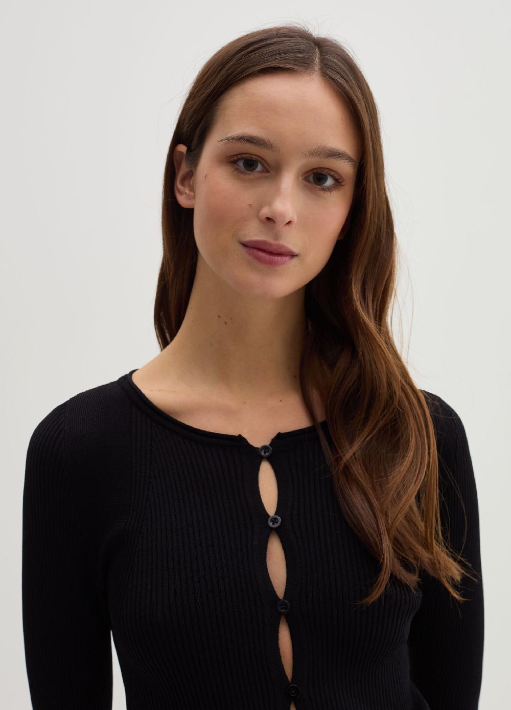 Stefanel Cardigan In Crêpe Con Dettagli Cut Out