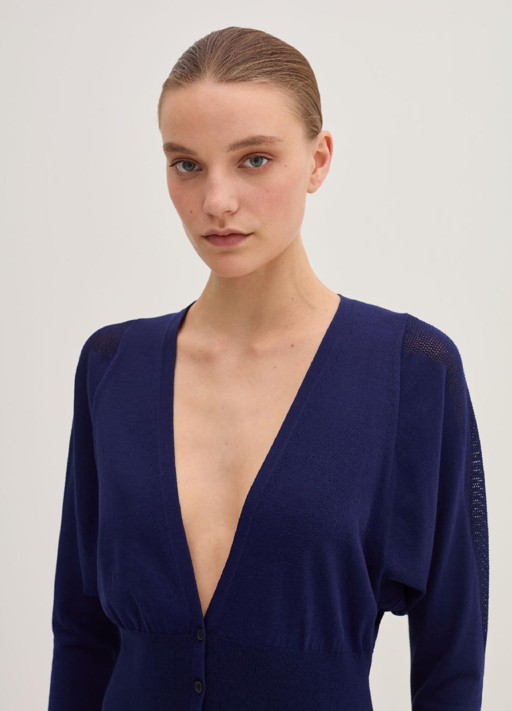 Stefanel Cardigan In Crêpe Con Inserto In Mesh