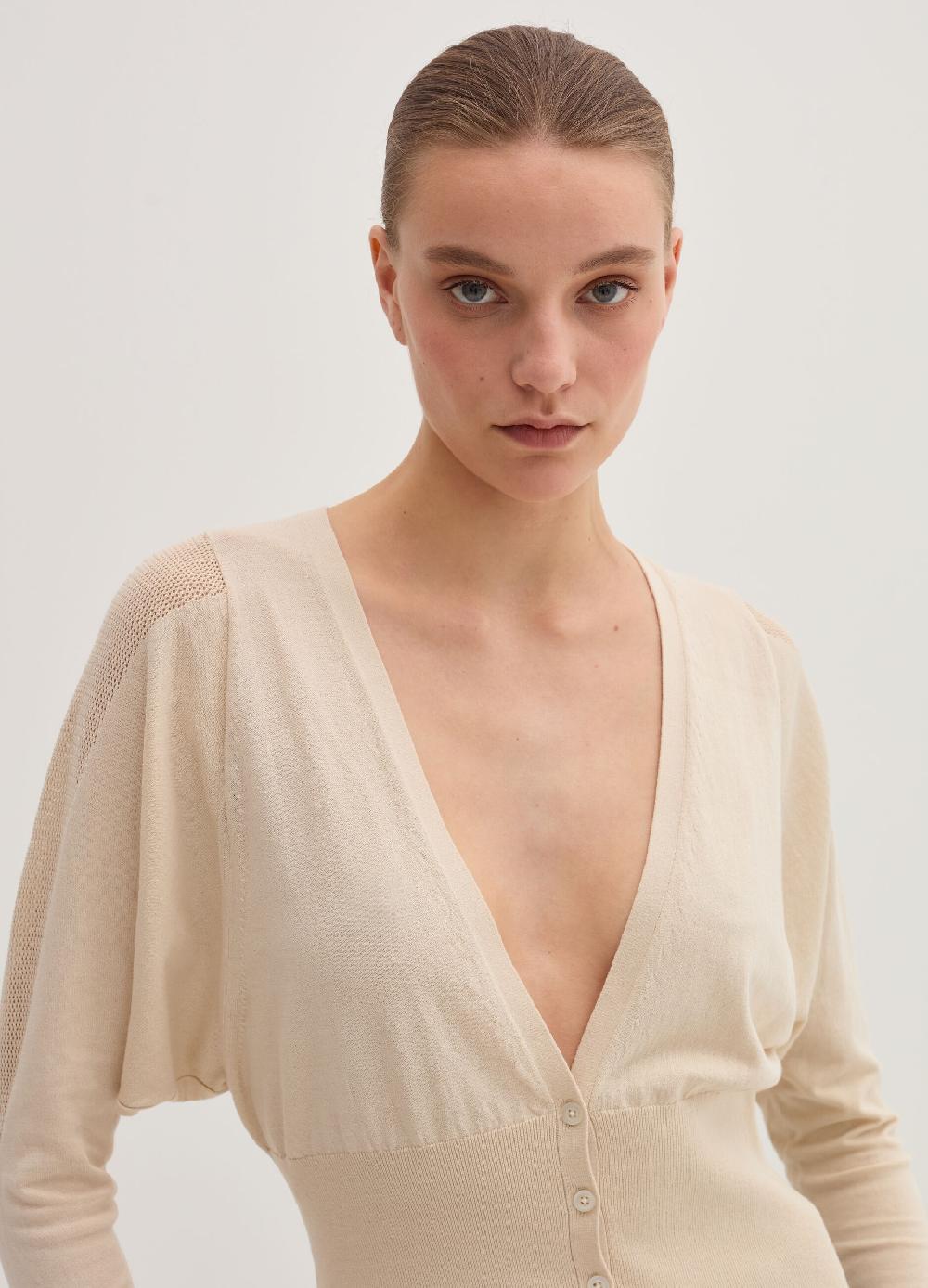 Stefanel Cardigan In Crêpe Con Inserto In Mesh