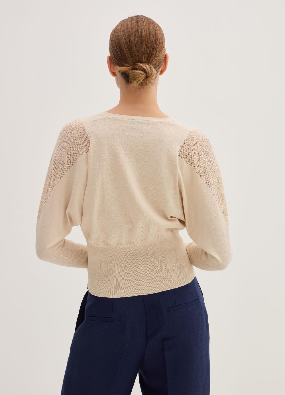 Stefanel Cardigan In Crêpe Con Inserto In Mesh