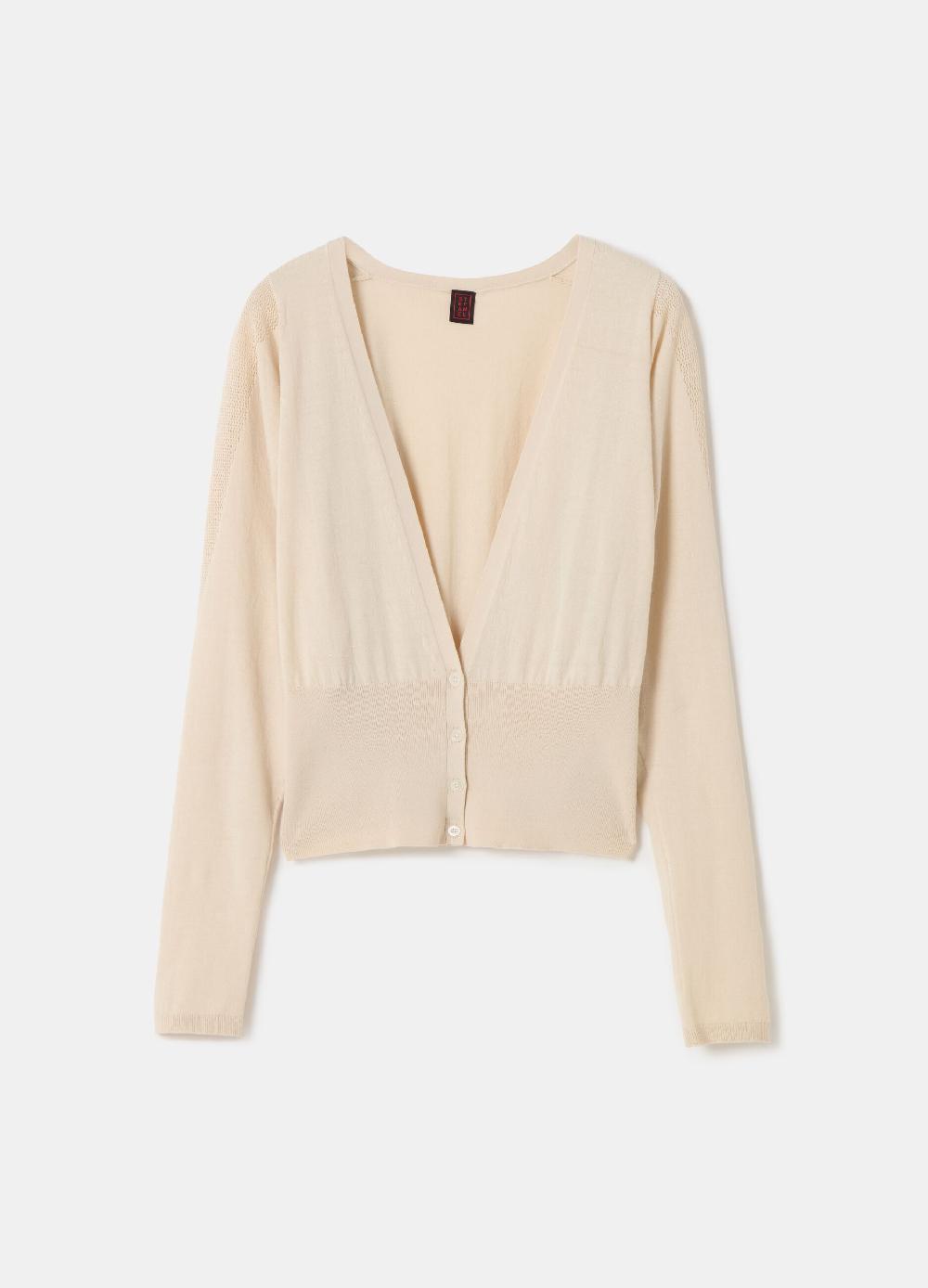 Stefanel Cardigan In Crêpe Con Inserto In Mesh