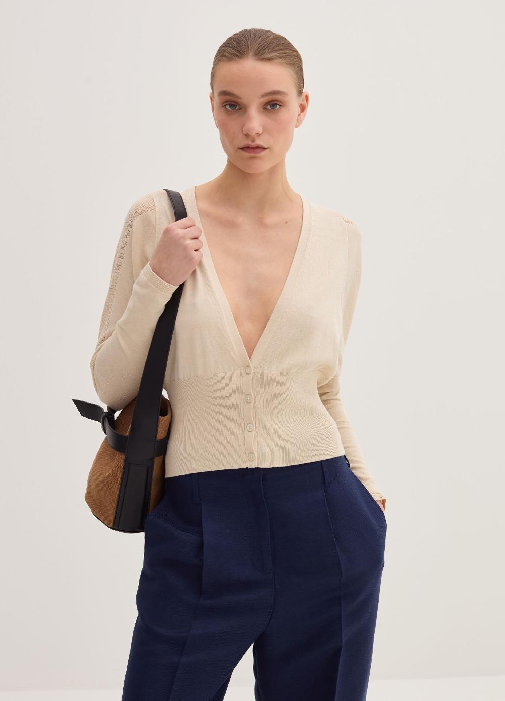 Stefanel Cardigan in crêpe con inserto in mesh