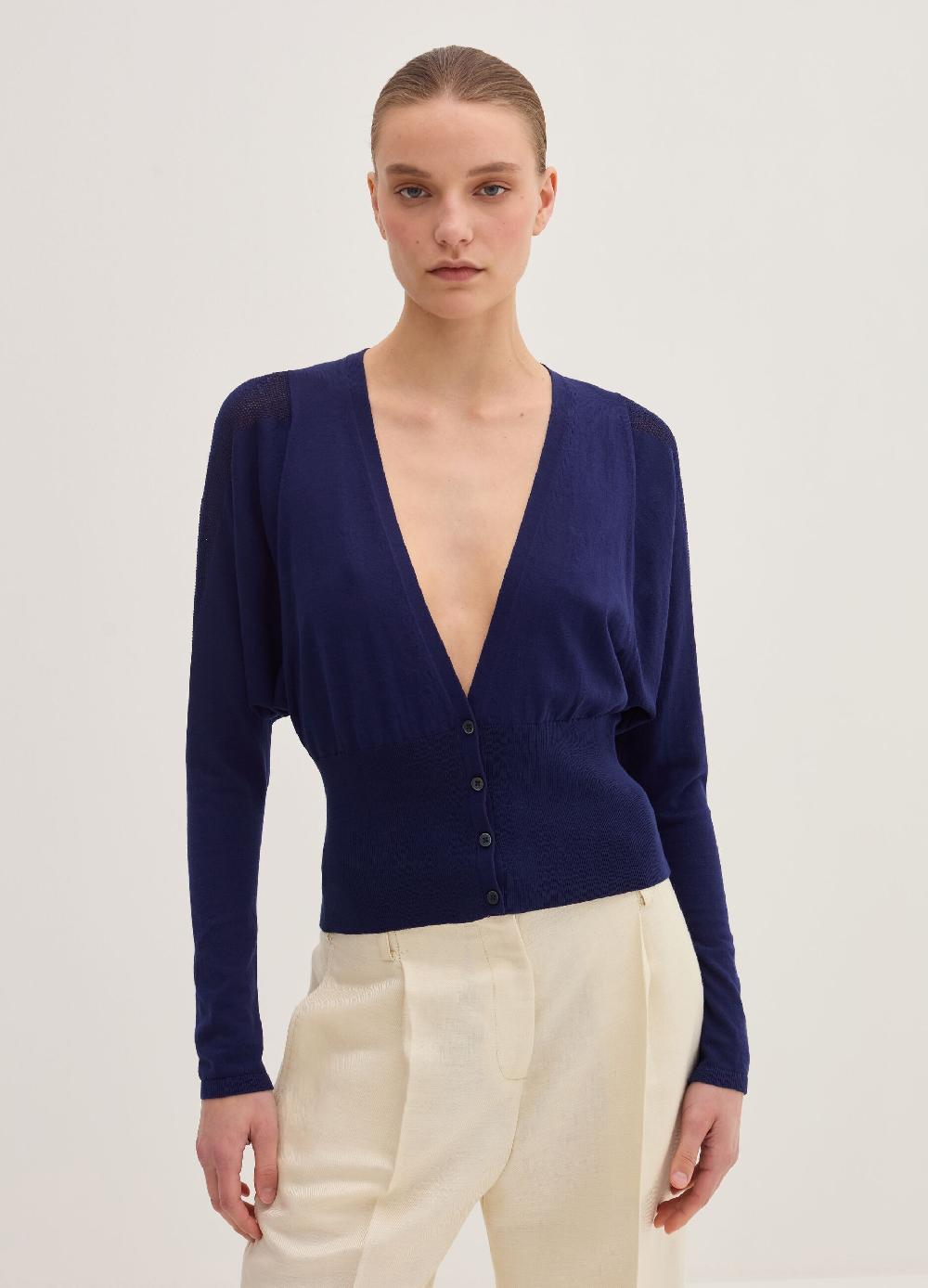 Stefanel Cardigan in crêpe con inserto in mesh