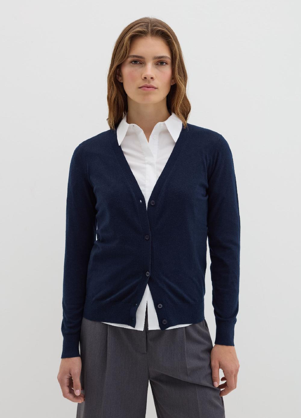 Stefanel Cardigan In Lana E Seta Con Scollo A V