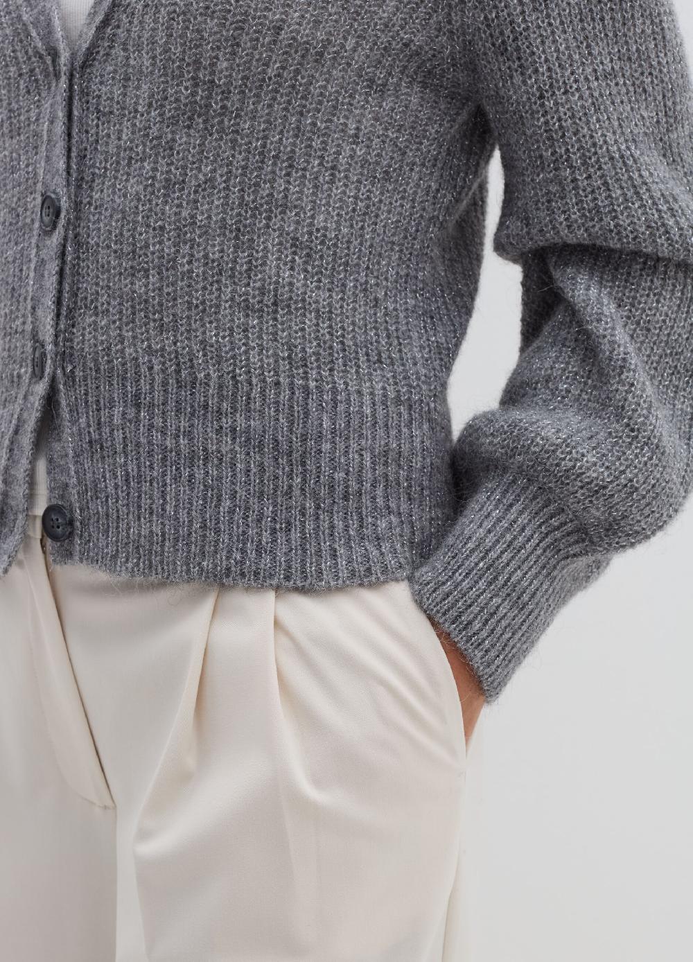 Stefanel Cardigan In Lurex Con Scollo A V