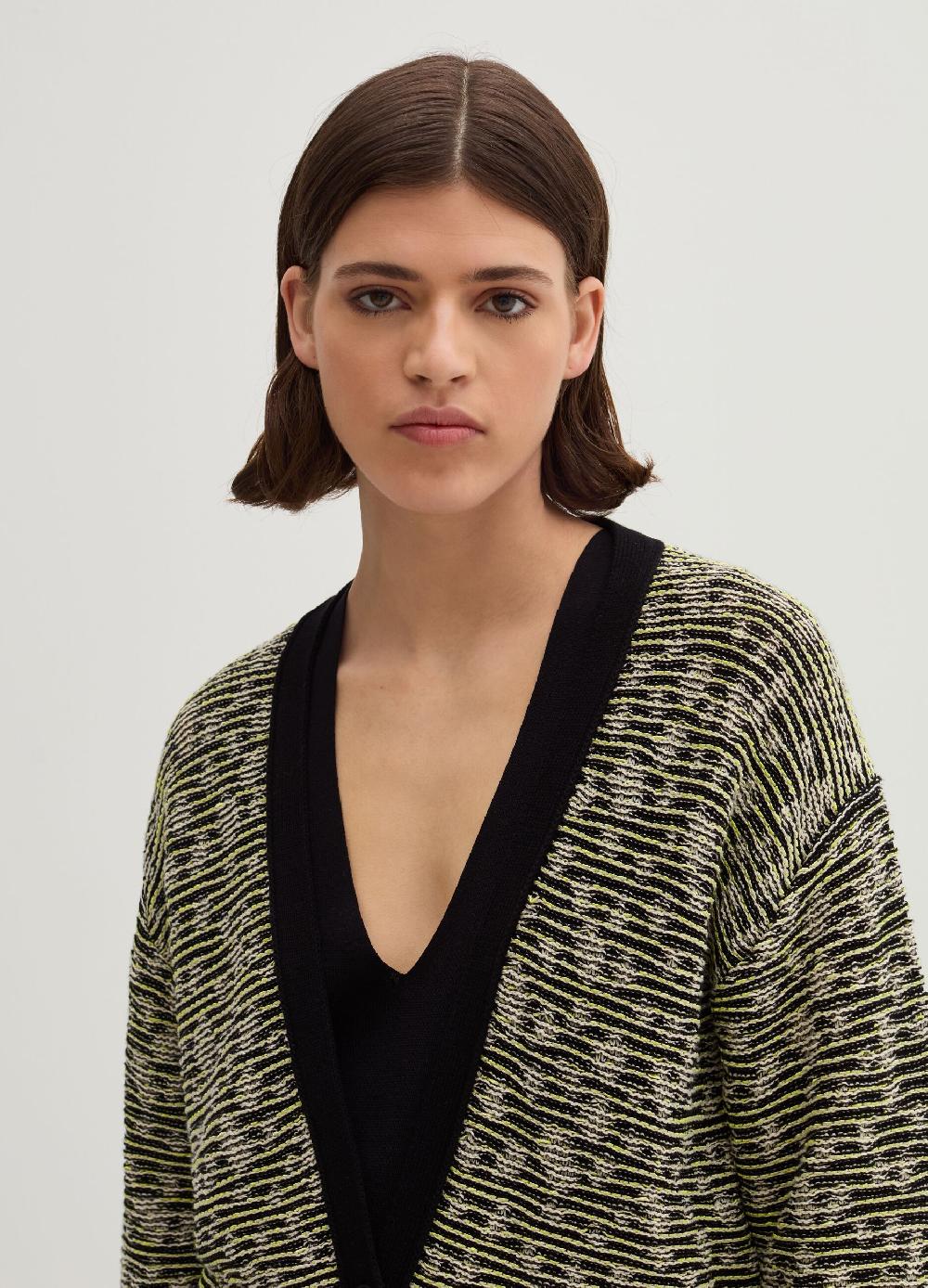Stefanel Cardigan Jacquard Con Scollo A V