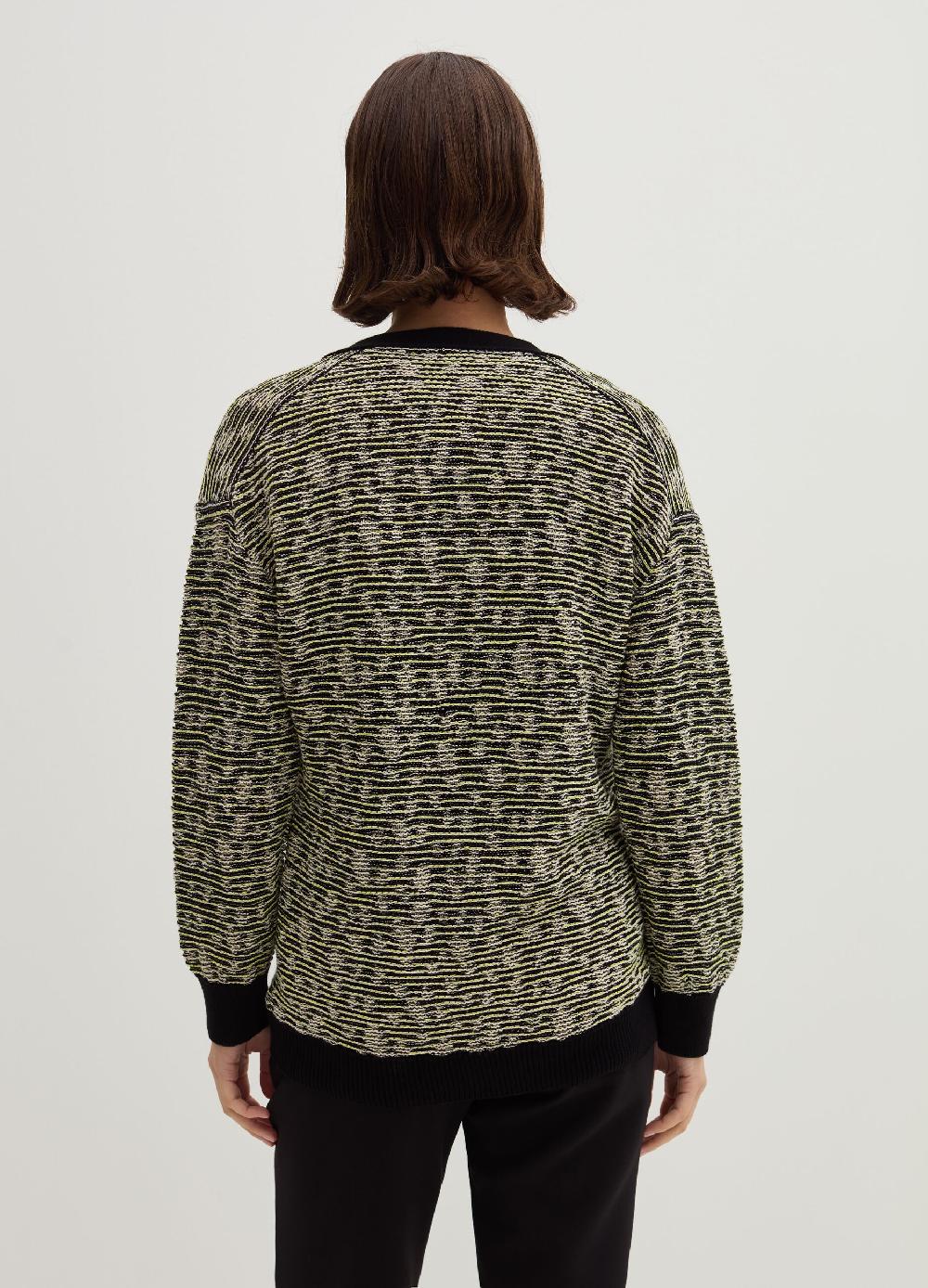 Stefanel Cardigan Jacquard Con Scollo A V