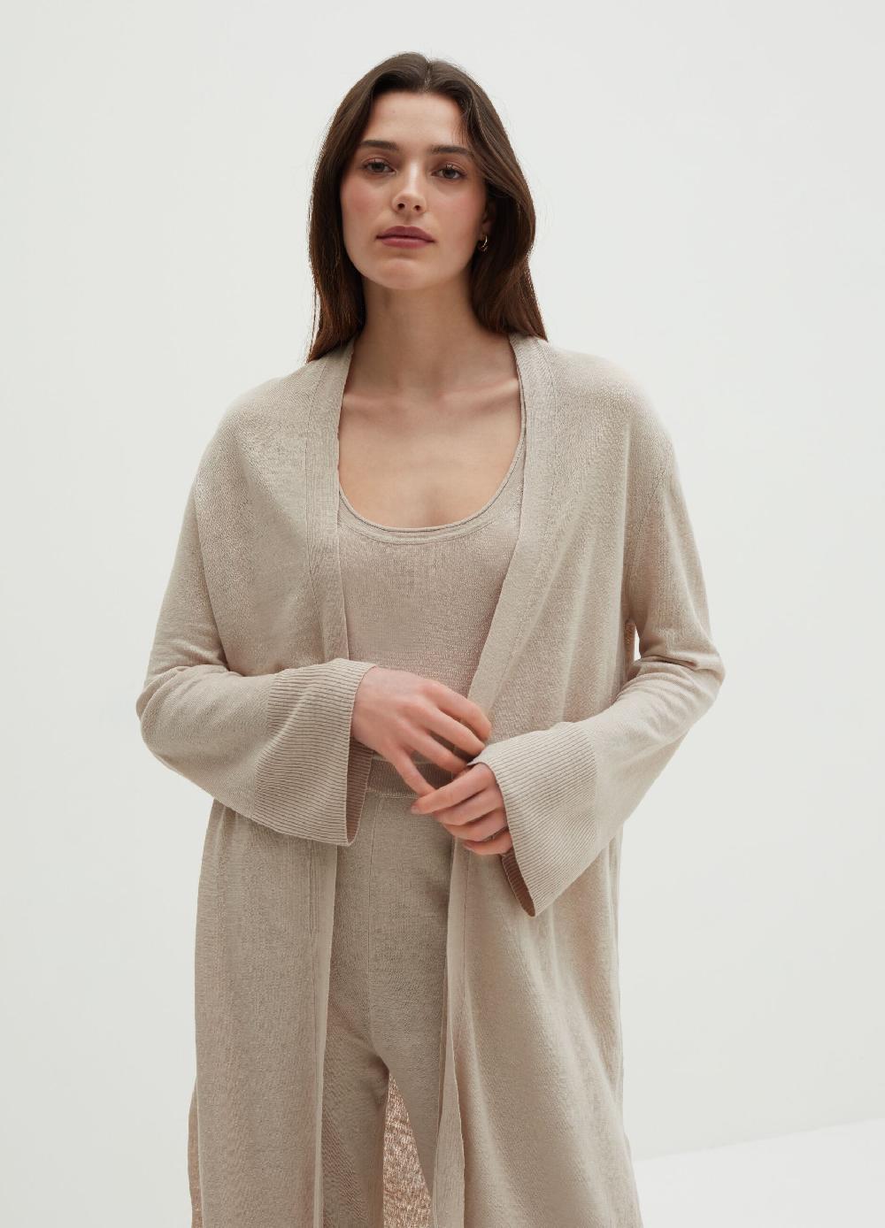 Stefanel Cardigan Lungo In Lino