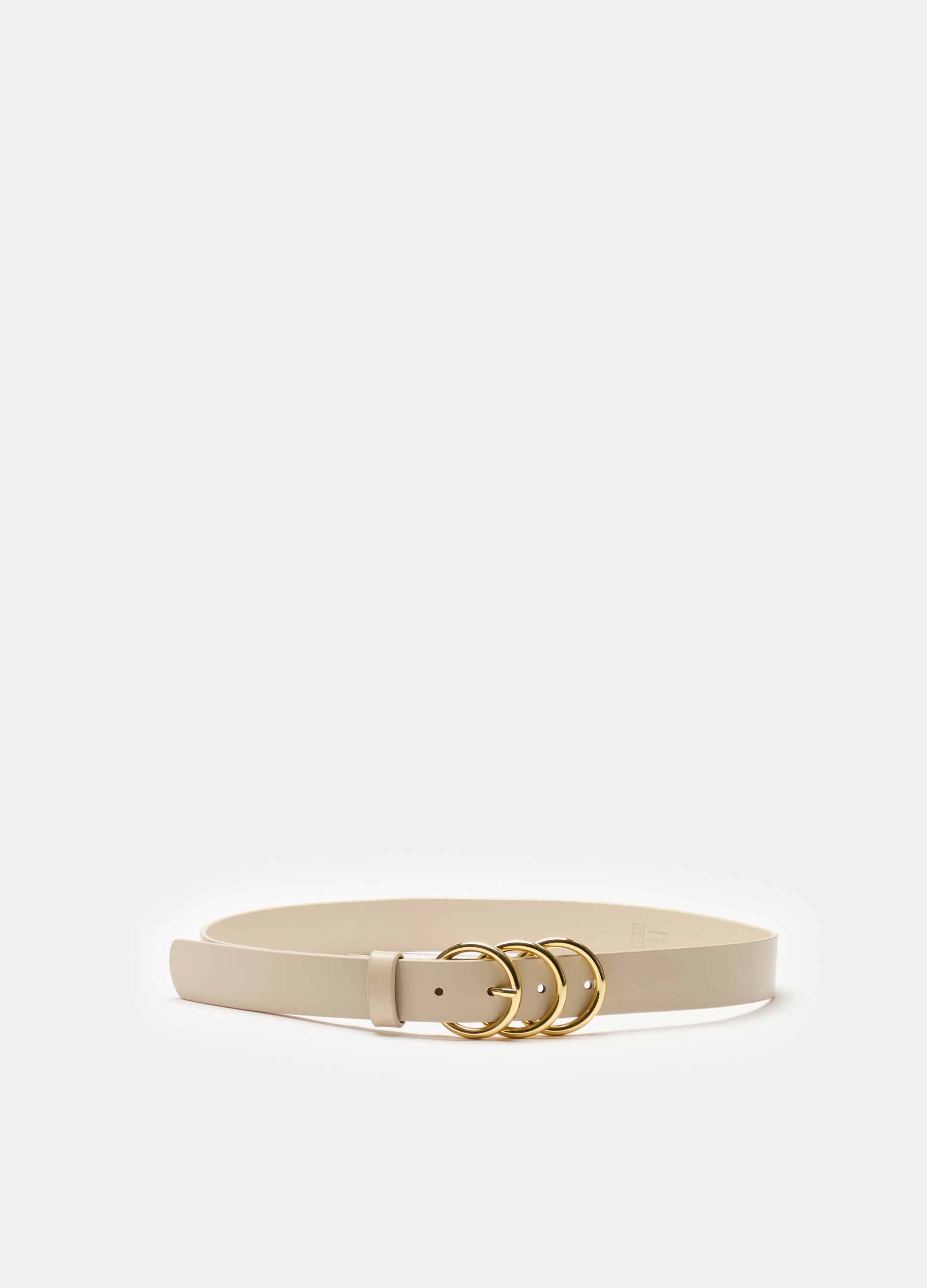 Stefanel Cintura In Pelle Con Fibbia A Tre Anelli