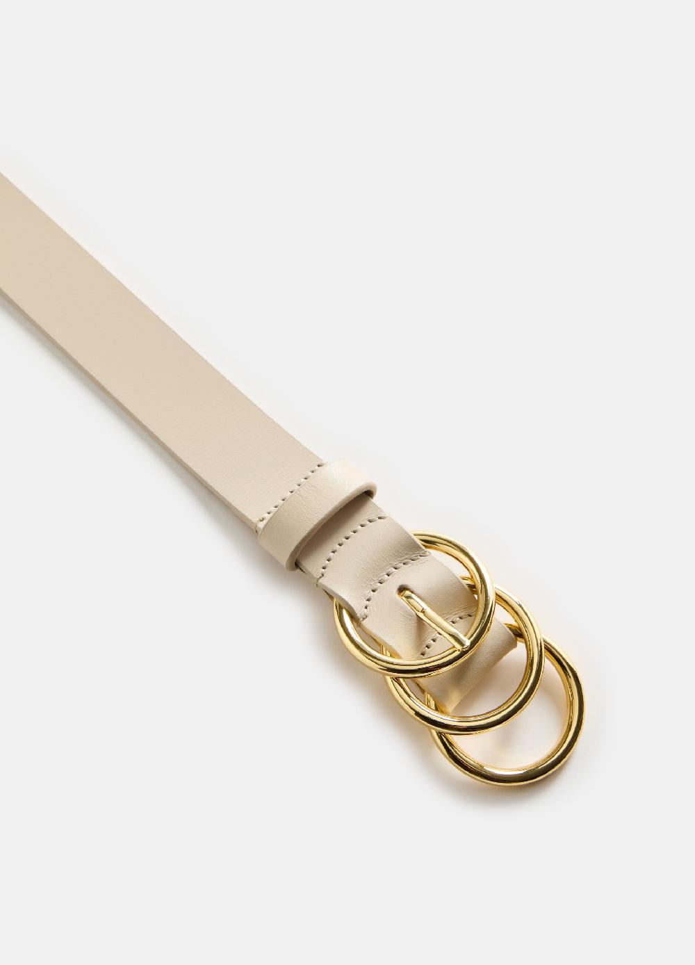 Stefanel Cintura In Pelle Con Fibbia A Tre Anelli