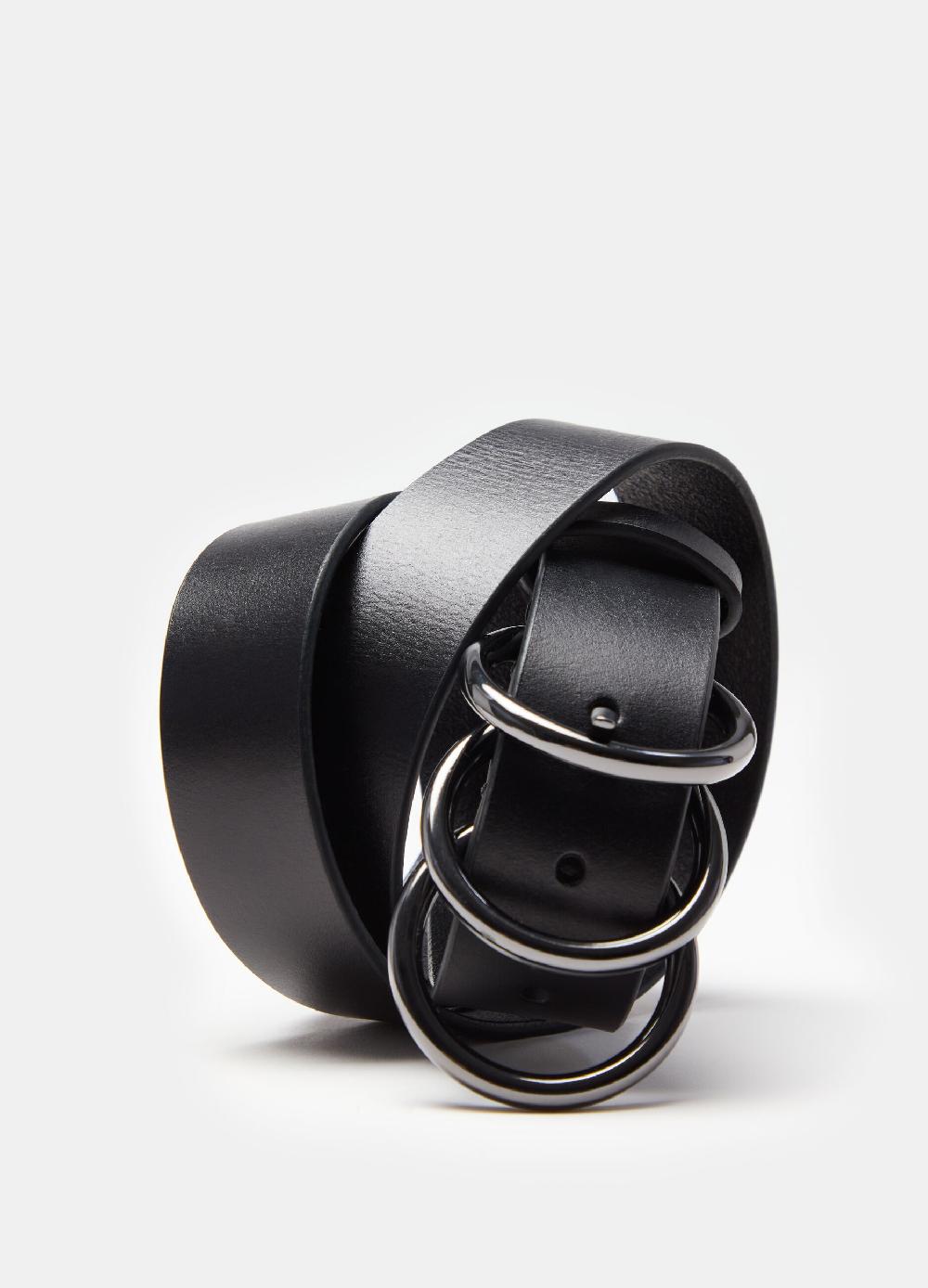 Stefanel Cintura In Pelle Con Fibbia A Tre Anelli