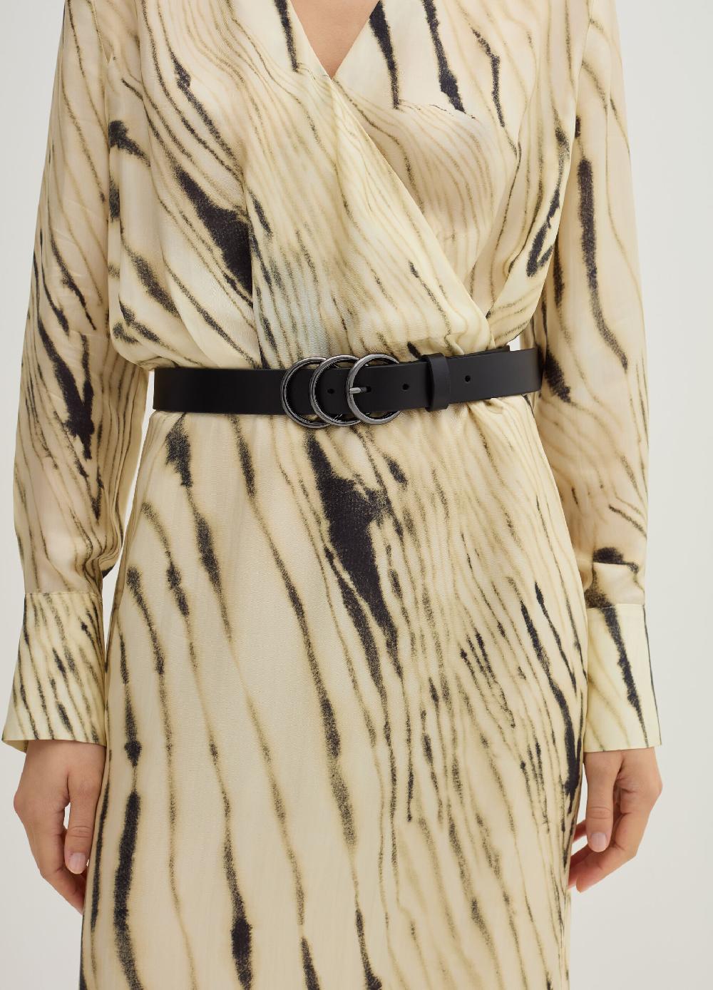 Stefanel Cintura in pelle con fibbia a tre anelli