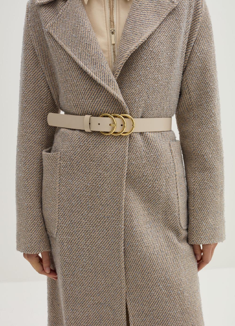 Stefanel Cintura in pelle con fibbia a tre anelli