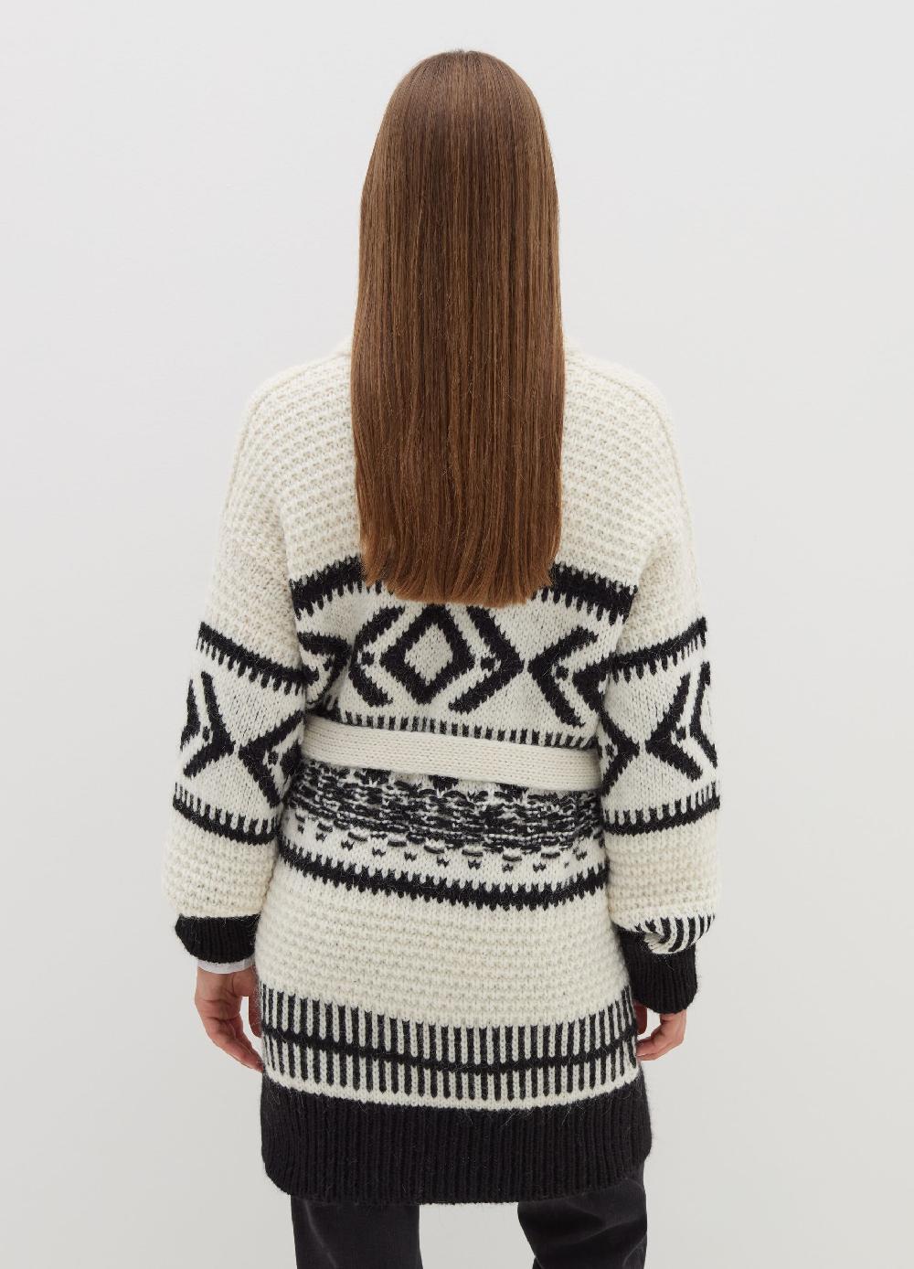 Stefanel Coatigan In Stoppino Con Motivo Jacquard