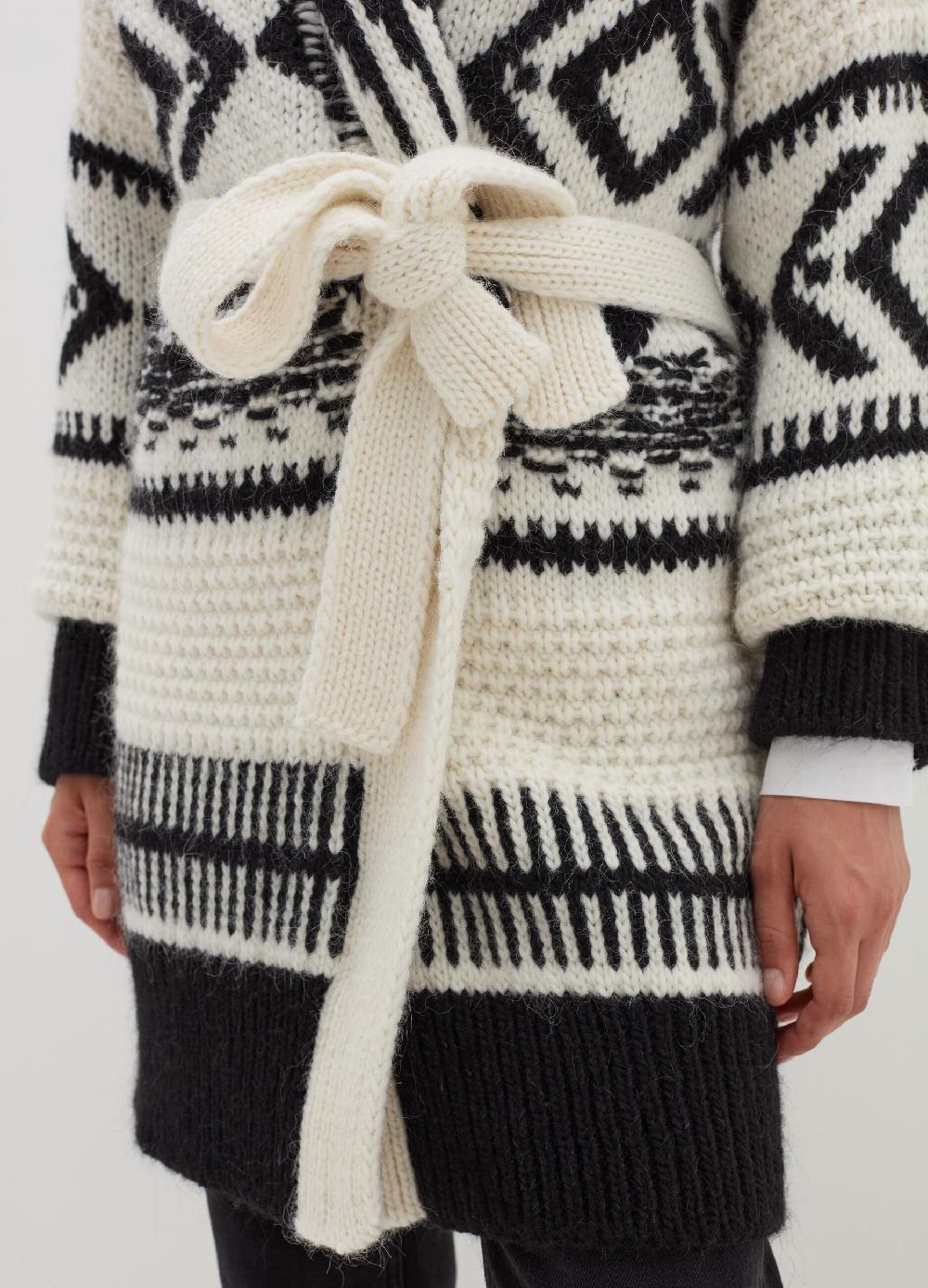 Stefanel Coatigan In Stoppino Con Motivo Jacquard