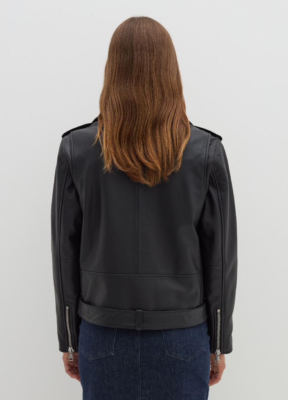 Stefanel Giacca Biker In Pelle Con Zip