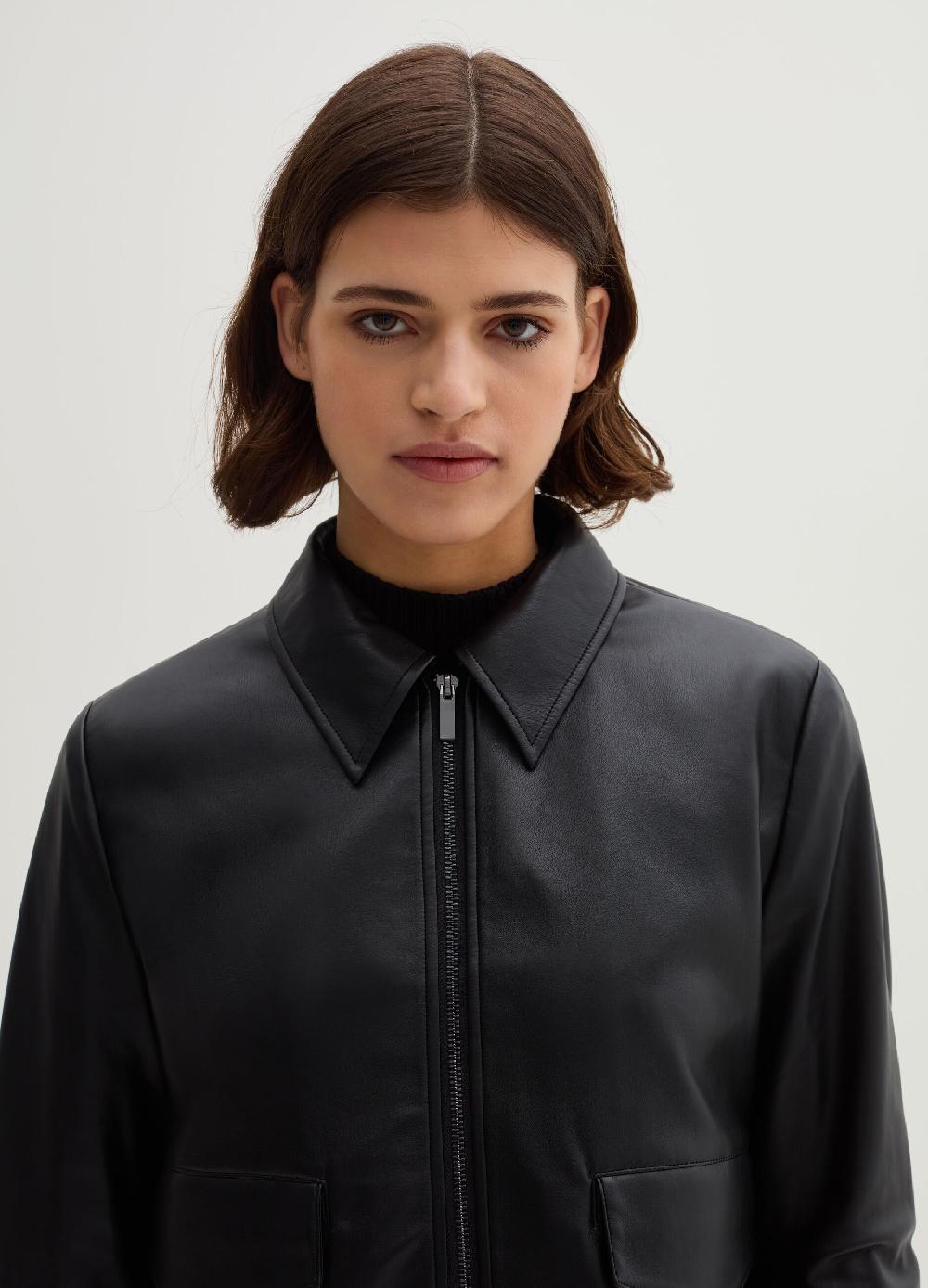 Stefanel Giacca Corta Effetto Lucido Con Zip