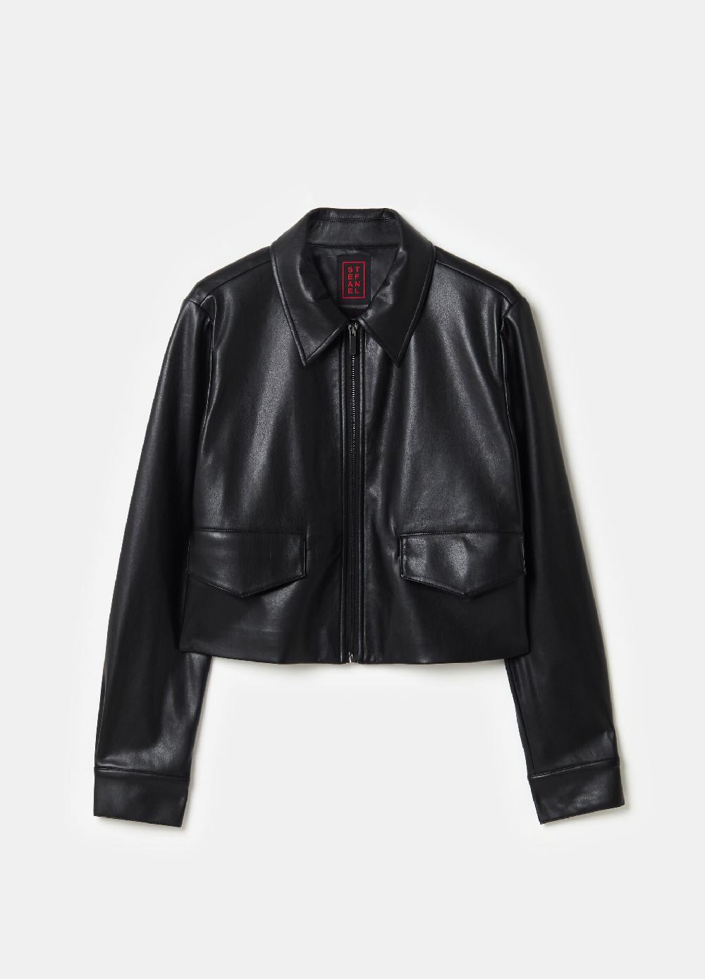 Stefanel Giacca Corta Effetto Lucido Con Zip