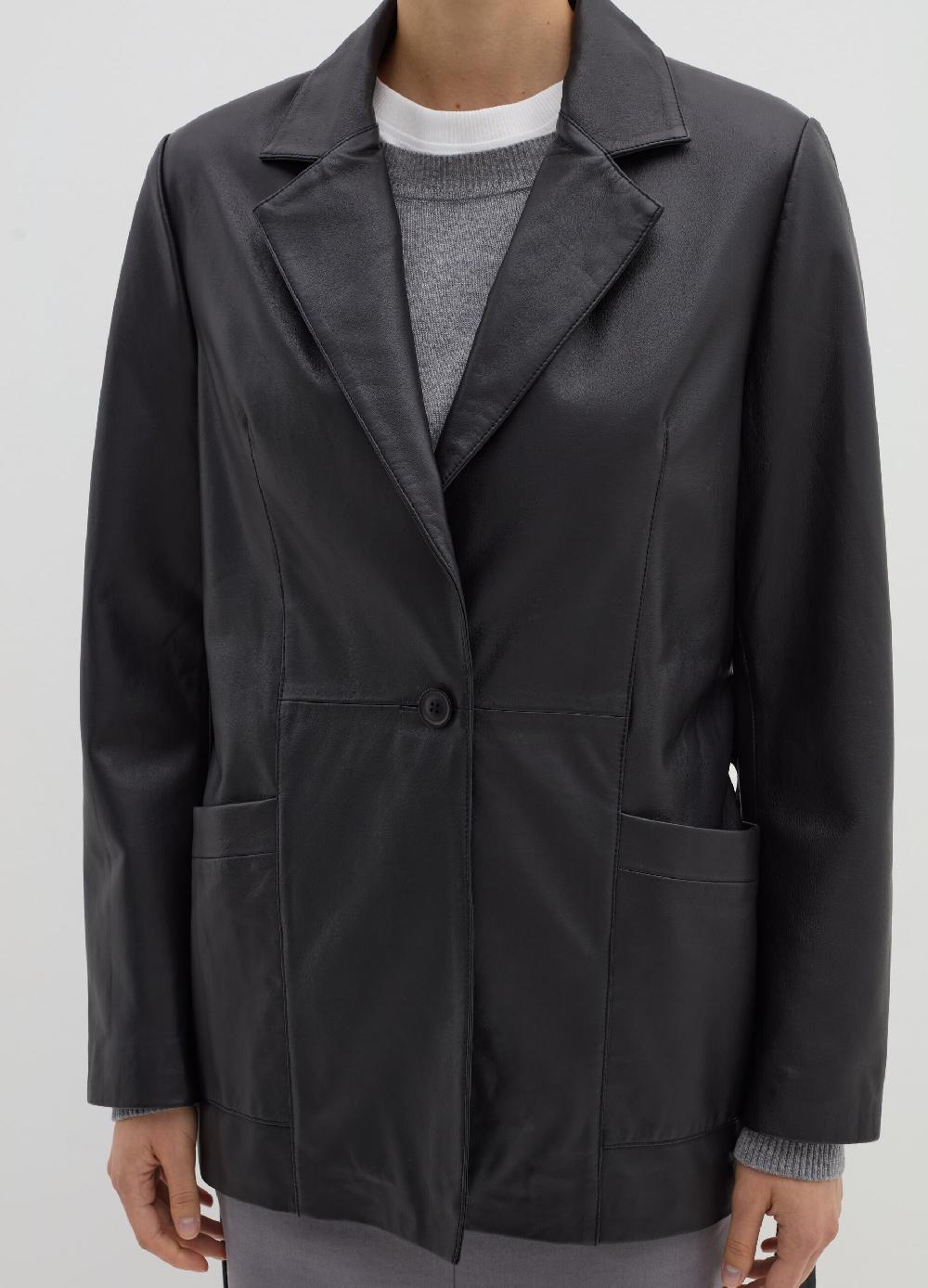 Stefanel Giacca Corta In Pelle Con Cintura