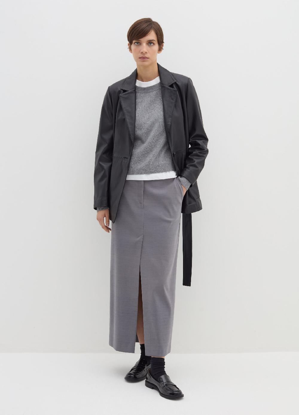 Stefanel Giacca corta in pelle con cintura