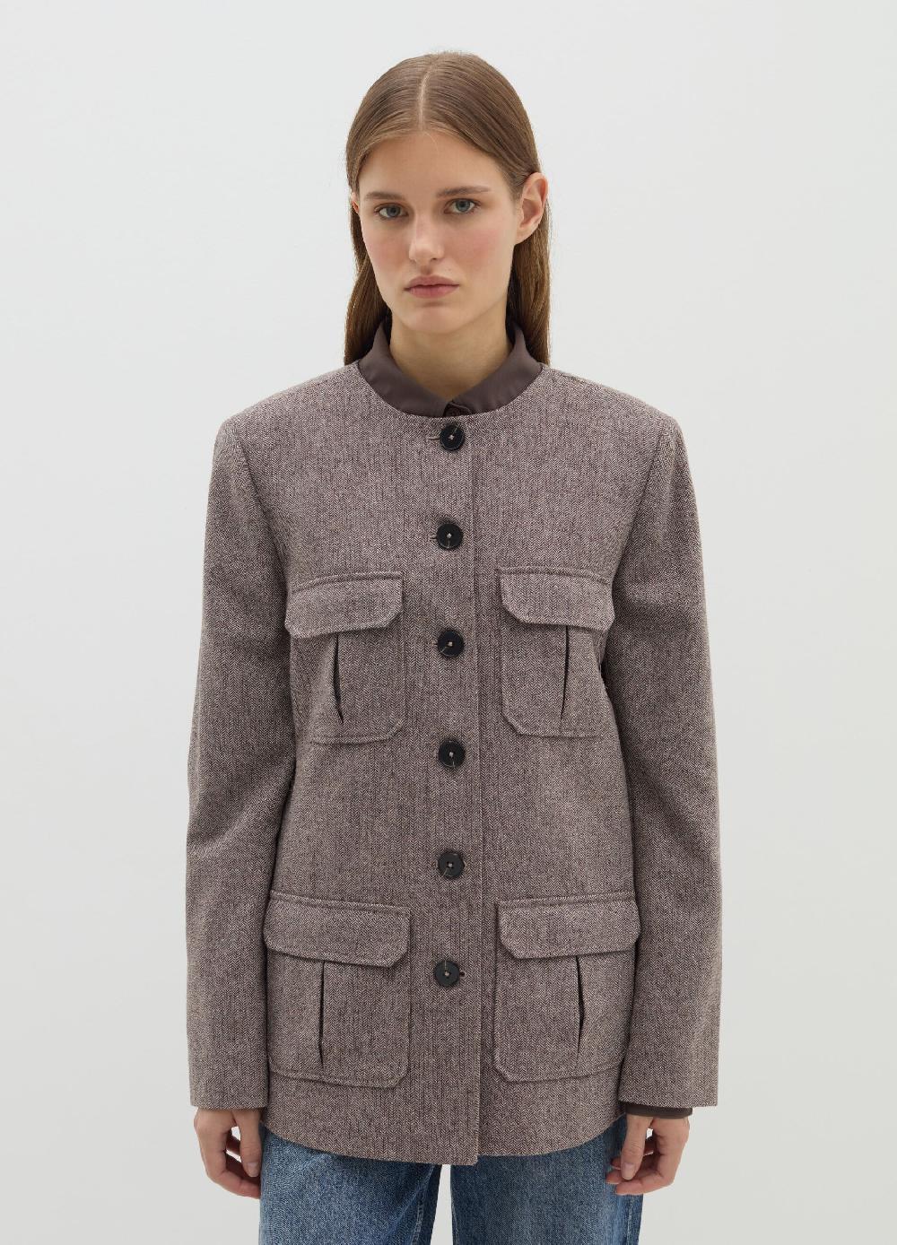 Stefanel Giacca Corta Sahariana A Spina Di Pesce